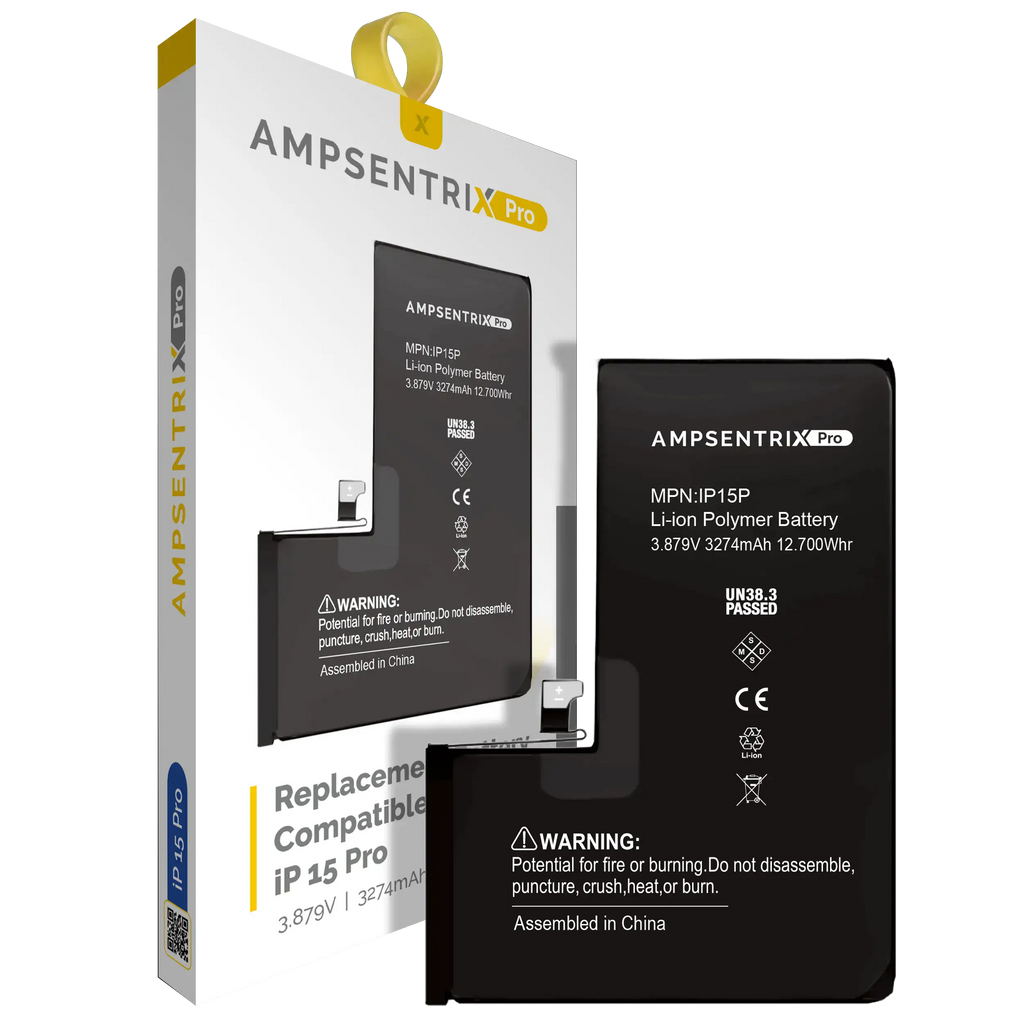 Replacement Battery for iPhone 15 Pro (AmpSentrix Pro)