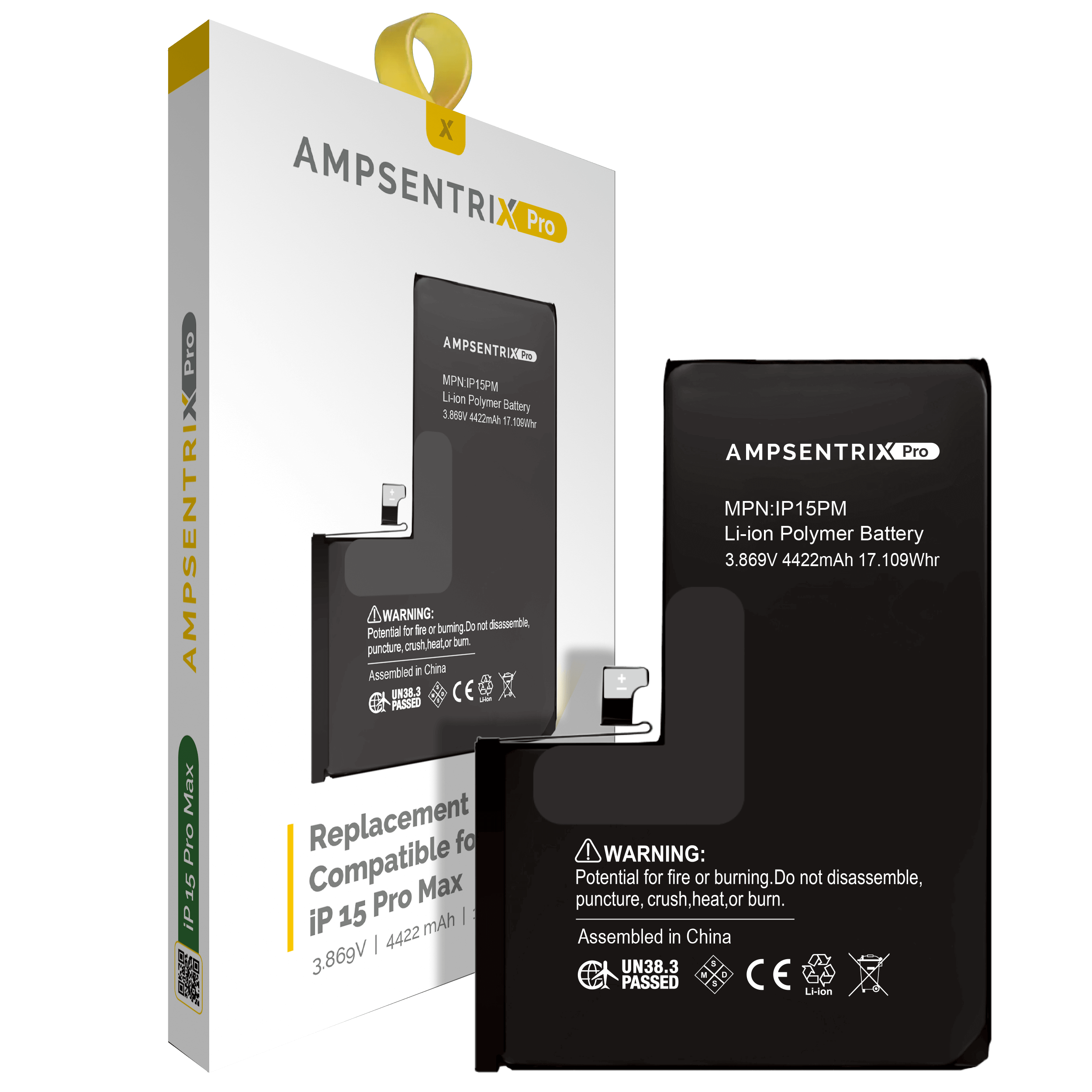 Ersatzakku für iPhone 15 Pro Max (AmpSentrix Pro)