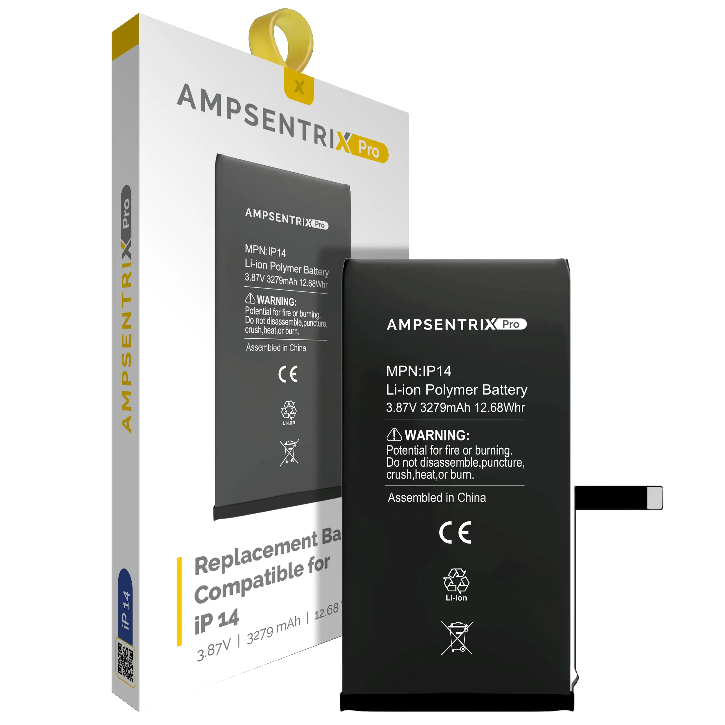 Replacement battery for iPhone 14 (AmpSentrix Pro)
