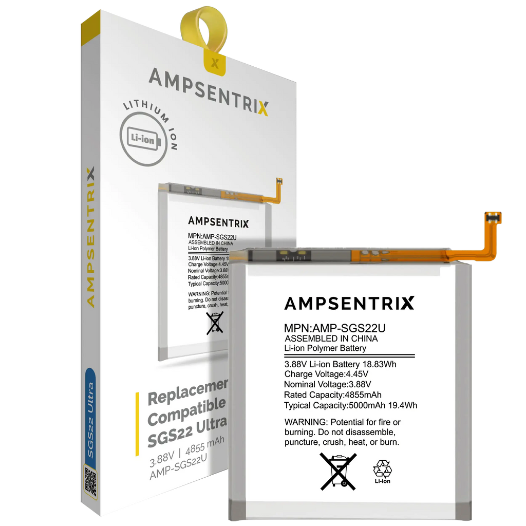 Replacement battery for Samsung Galaxy S22 Ultra 5G (EB-BS908ABY) (Ampsentrix Pro)