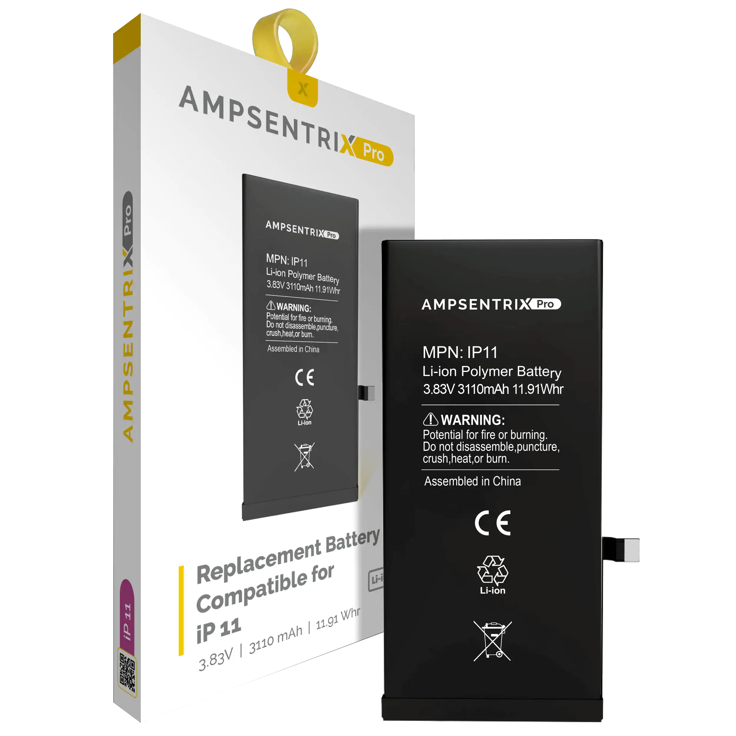 Replacement Battery for iPhone 11 (AmpSentrix Pro)