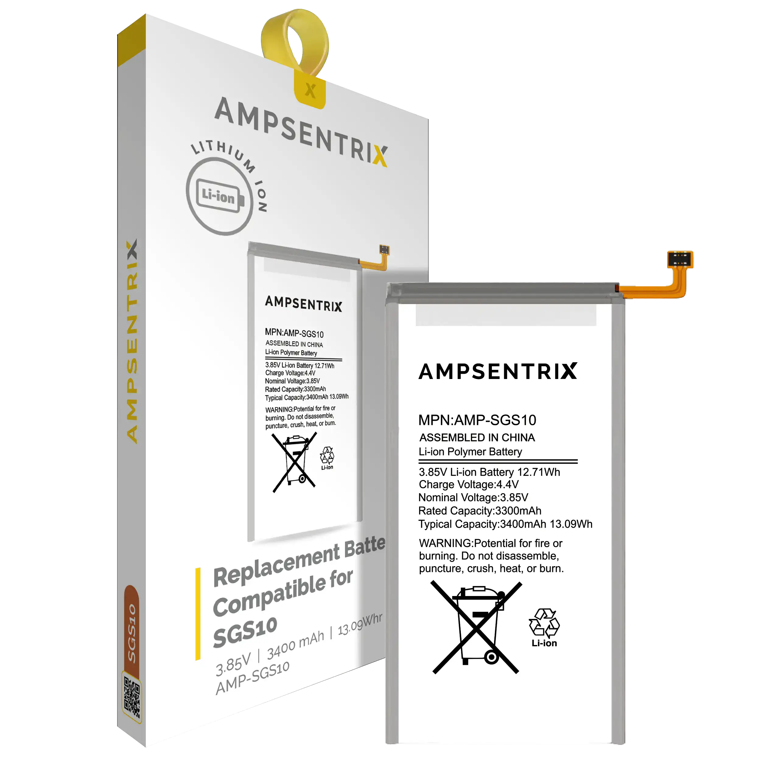 Ersatzbatterie für Samsung Galaxy S10 (AmpSentrix Pro)