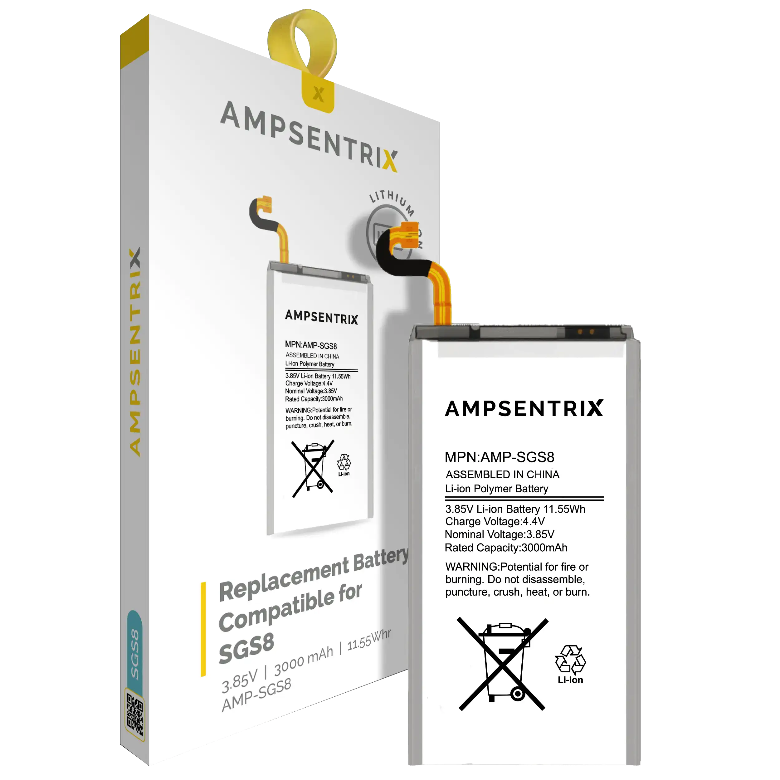 Replacement Battery for Samsung Galaxy S8 (AmpSentrix Pro)