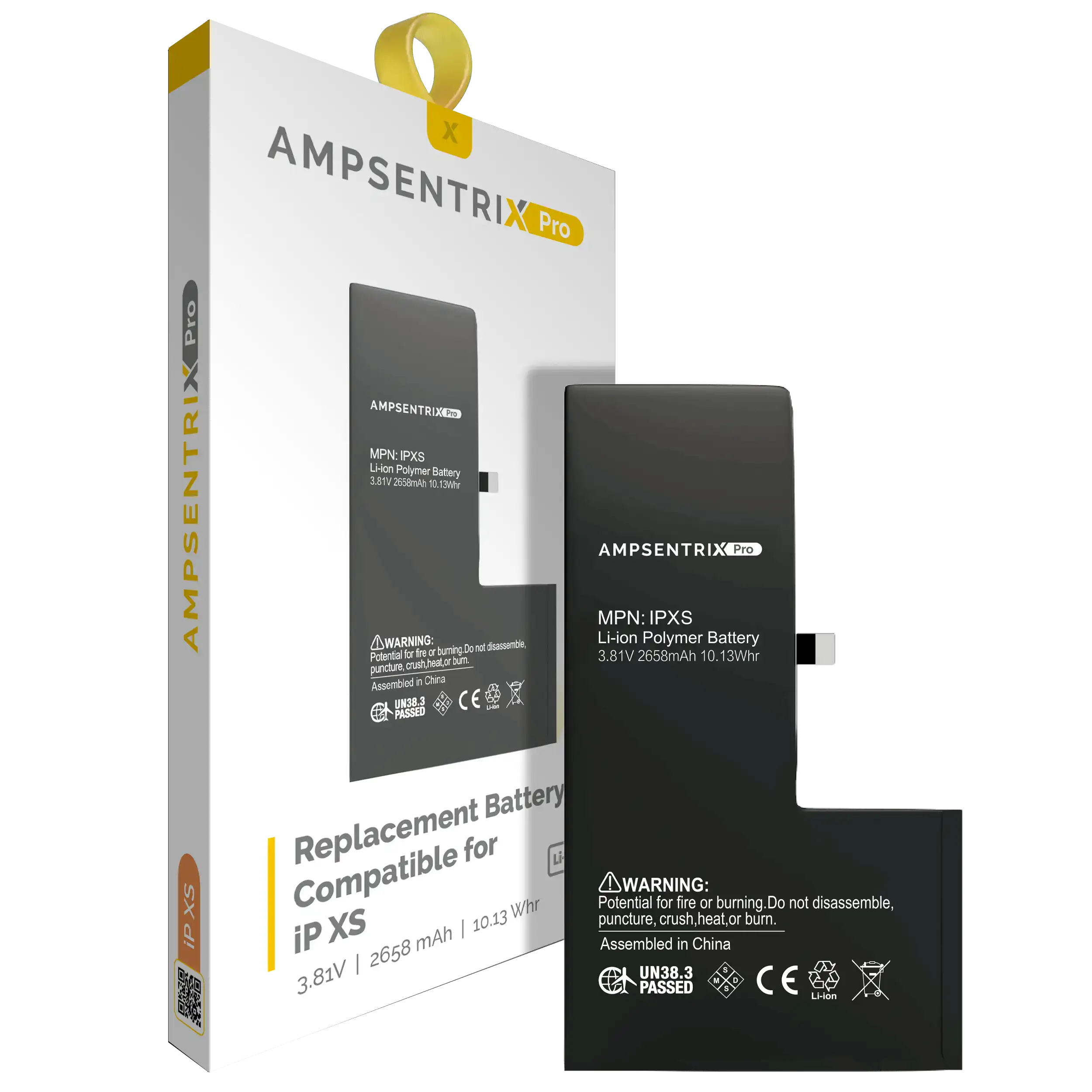 Replacement battery for iPhone XS (AmpSentrix Pro)