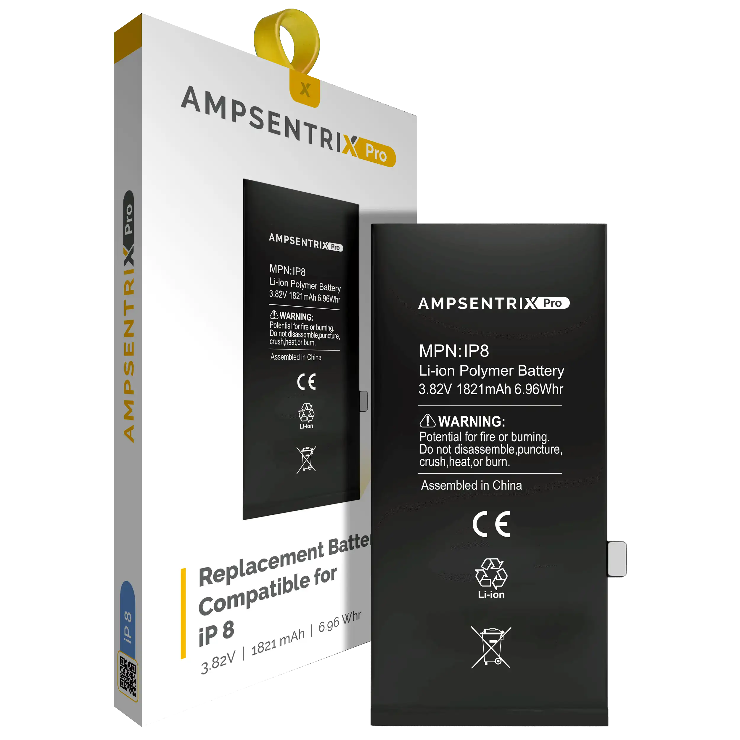 Replacement Battery for iPhone 8 (AmpSentrix Pro)