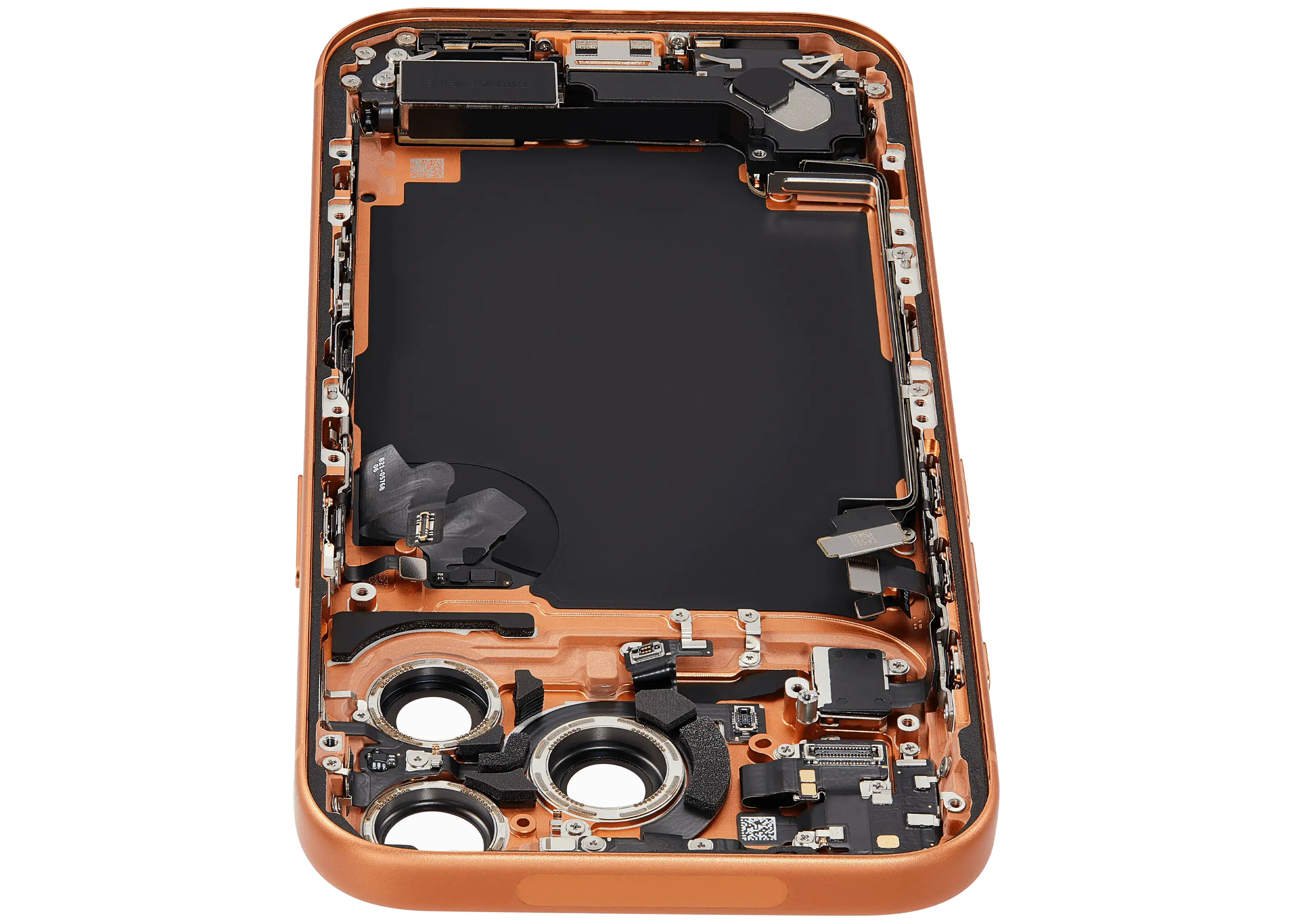 Backcover/Rahmen mit Ladebuchse Flex und Kleinteilen kompatibel für iPhone 17 Pro (US-Version) (Gebrauchtes OEM-Ausbauteil: Grade A) (Cosmic Orange)