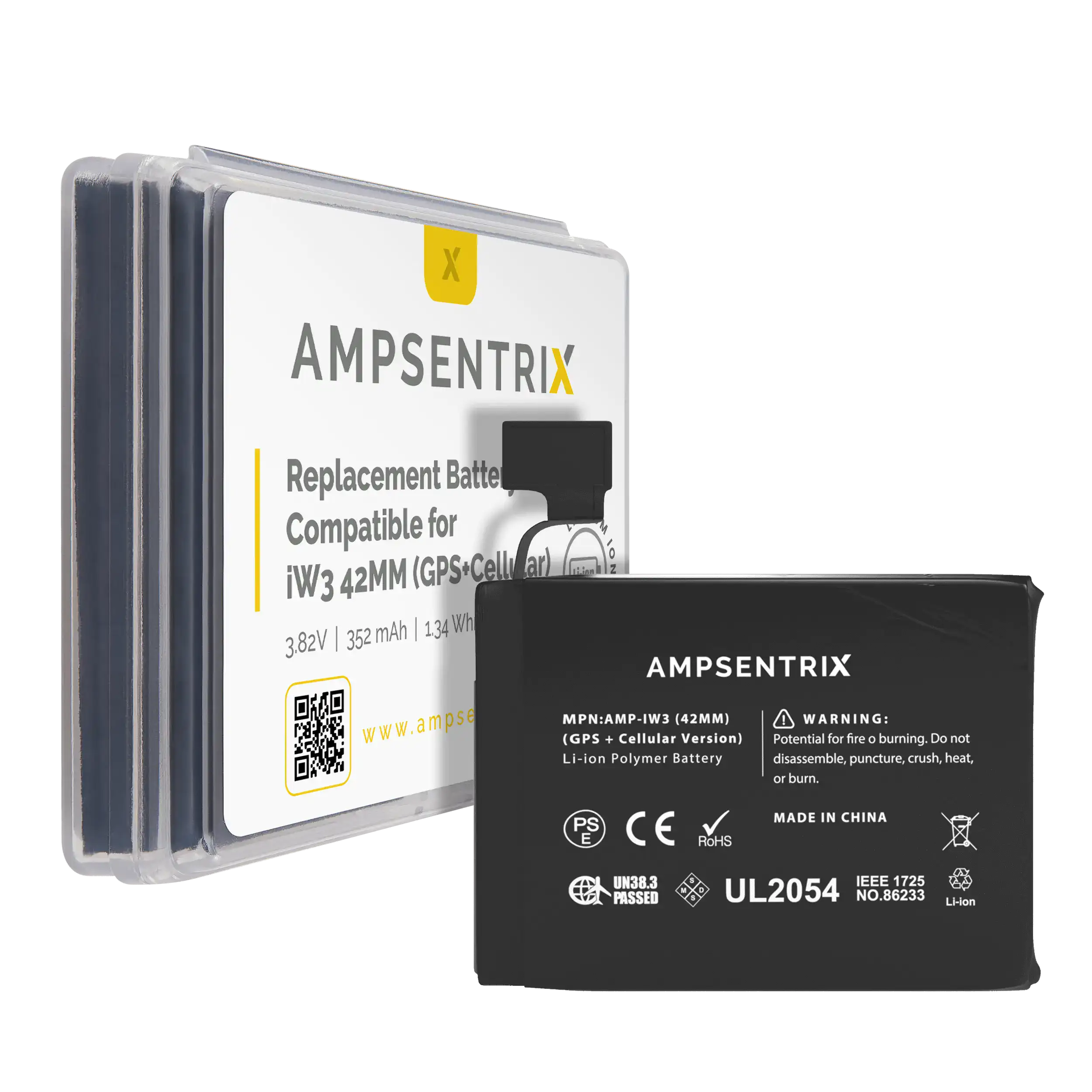 Ersatzakku für Apple Watch Series 3 (42mm) GPS + Cellular – Ampsentrix Pro