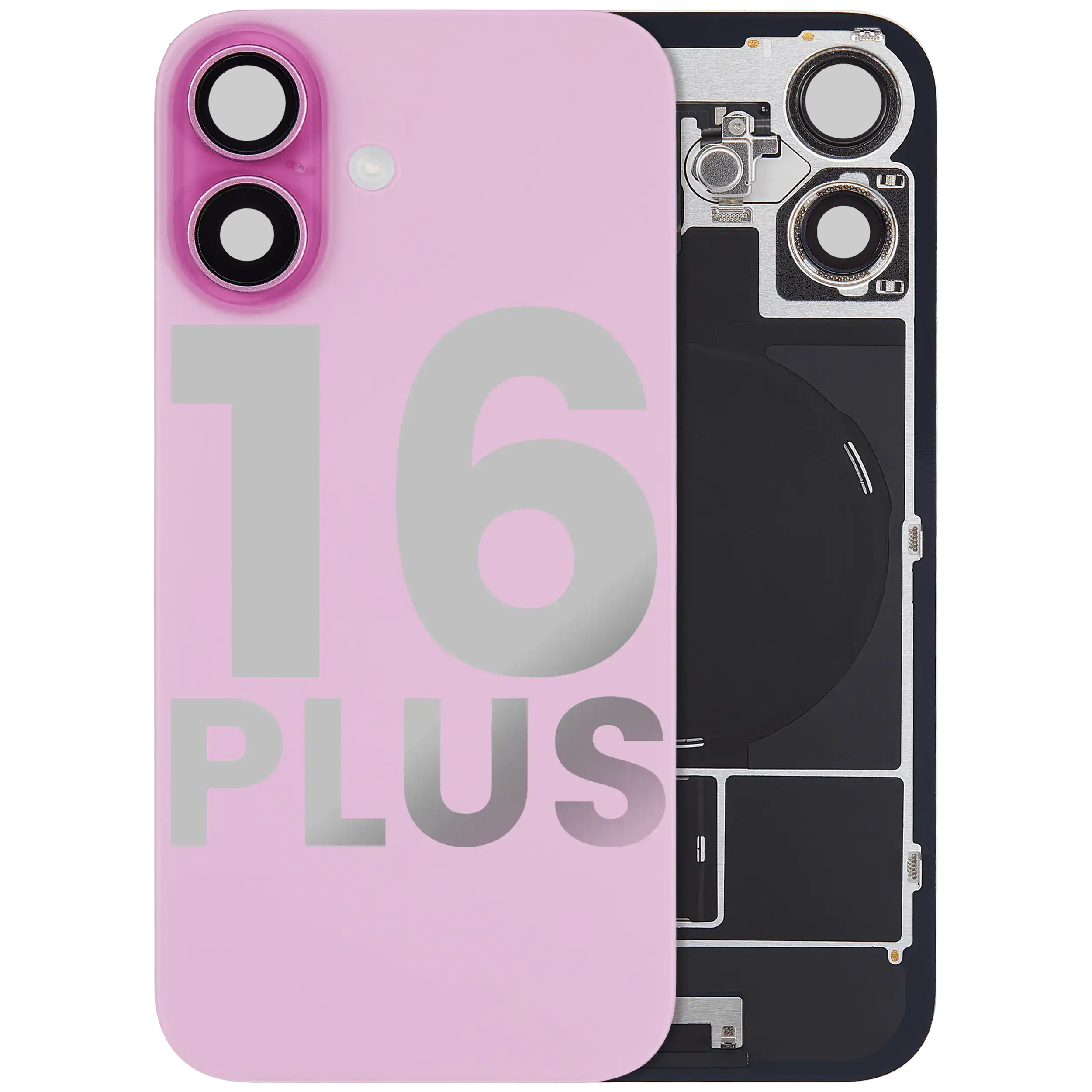 Back Cover with MagSafe Magnet, NFC, and Flash Flex Cable for iPhone 16 Plus (Used OEM Part, Grade A) (Pink)