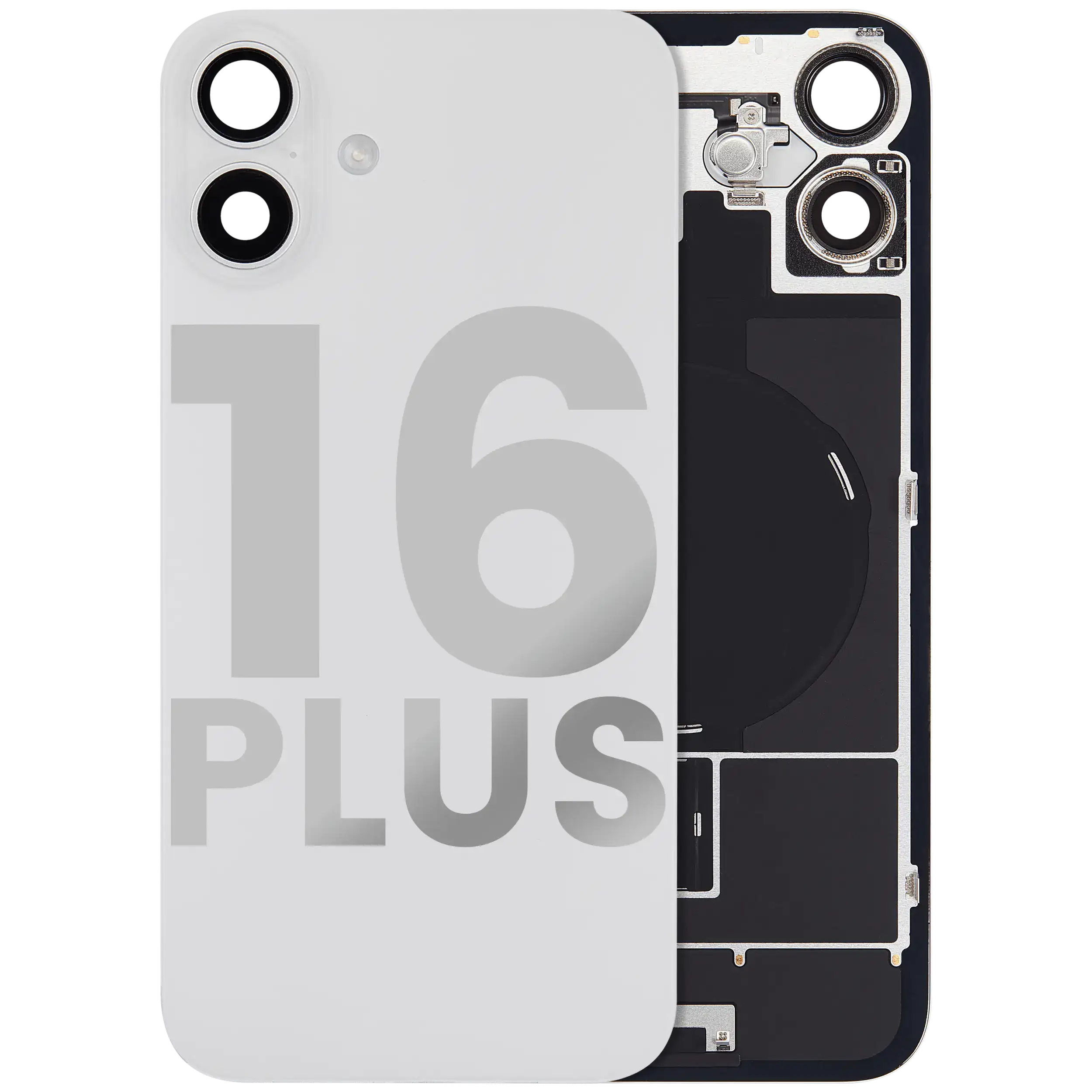 Backcover mit MagSafe, NFC, Blitz-Flexkabel für iPhone 16 Plus (Weiß, OEM A)