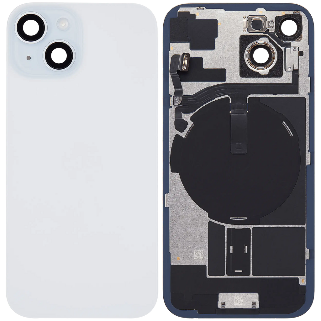 Original Apple Backcover mit MagSafe Magnet, NFC & Blitz-Flexkabel für iPhone 15 (Gebraucht, Grad C, Blau)