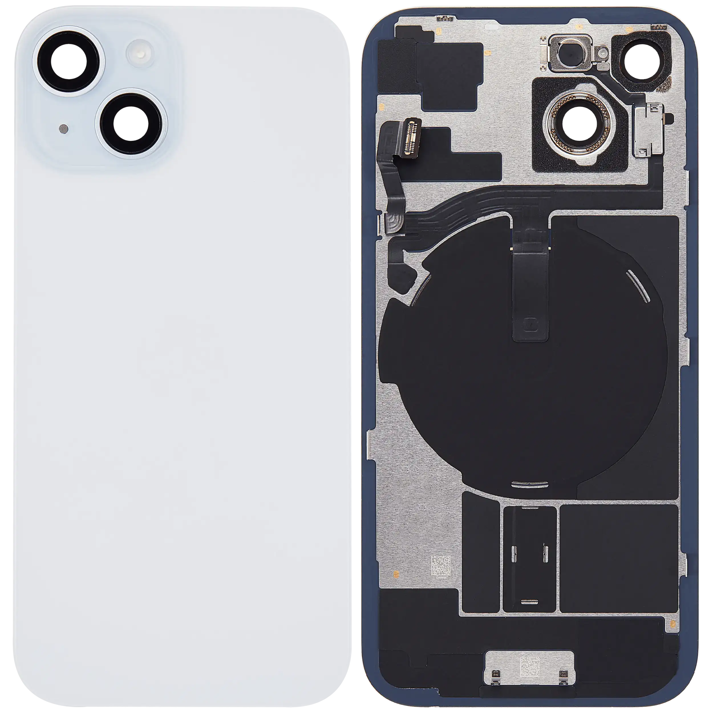 Original Apple Backcover mit MagSafe Magnet, NFC & Blitz-Flexkabel für iPhone 15 (Gebraucht, Grad C, Blau)