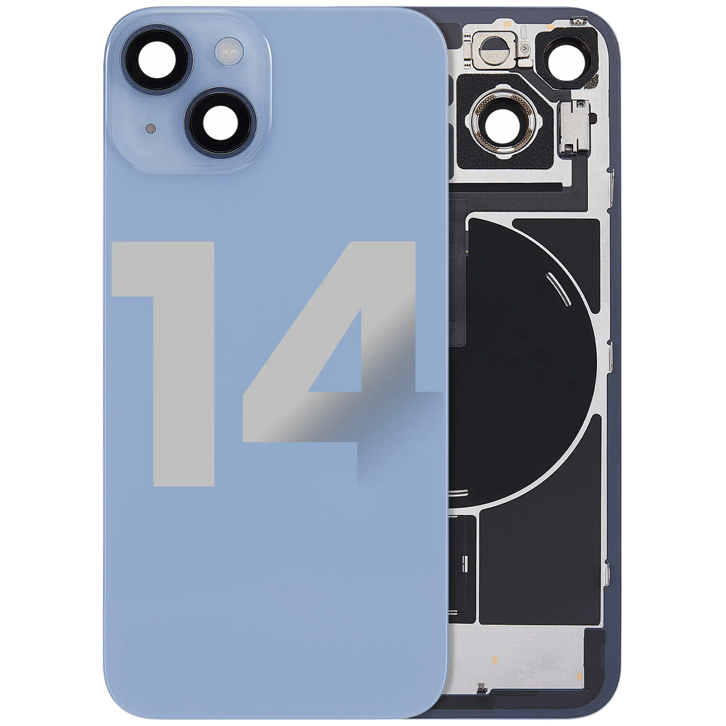 Back Cover with MagSafe Magnet, NFC, and Flash Flex Cable for iPhone 14 (Used OEM Removal, Quality C, Blue)