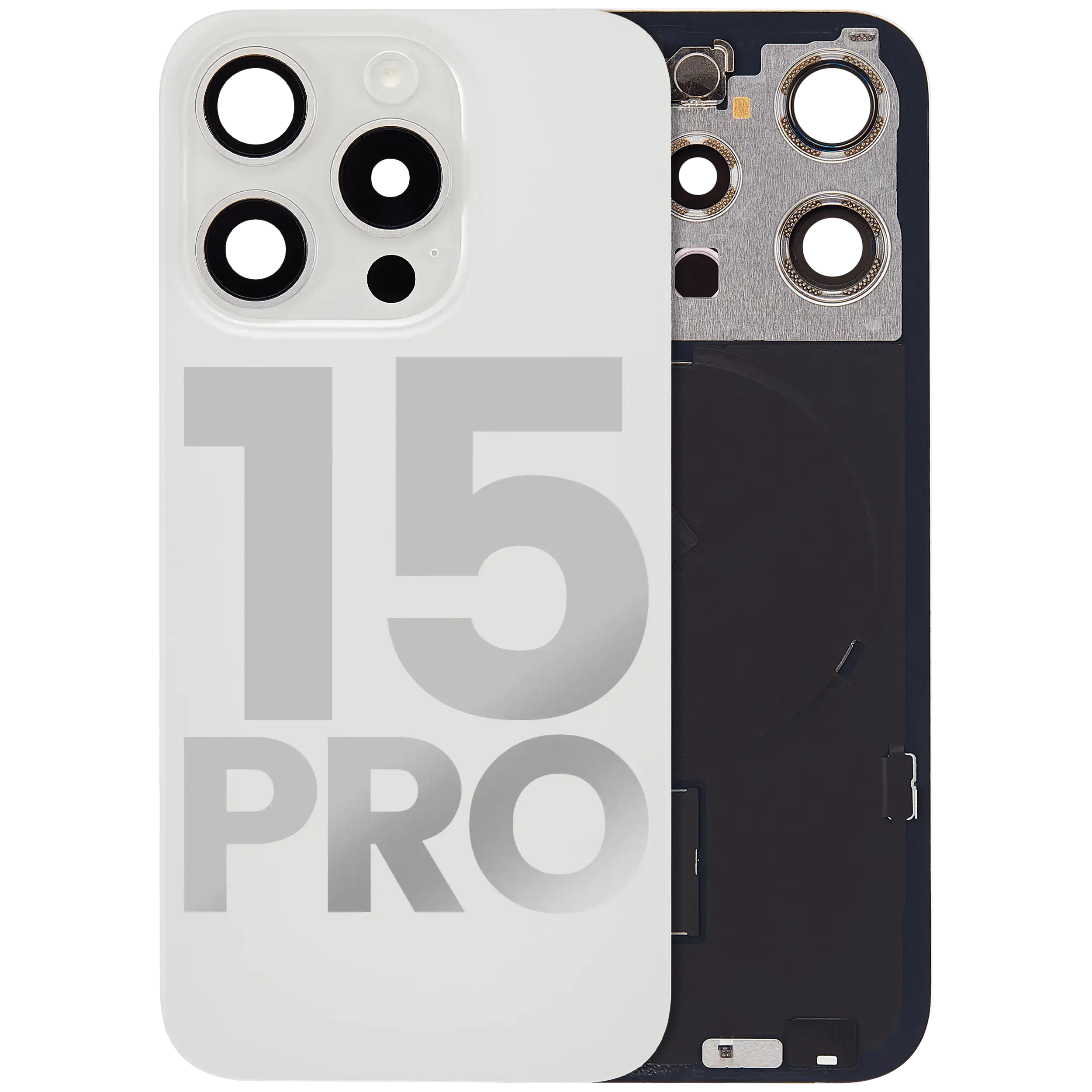 Backcover m. MagSafe/NFC/Blitz für iPhone 15 Pro (OEM gebr. Qualität B) Weiß
