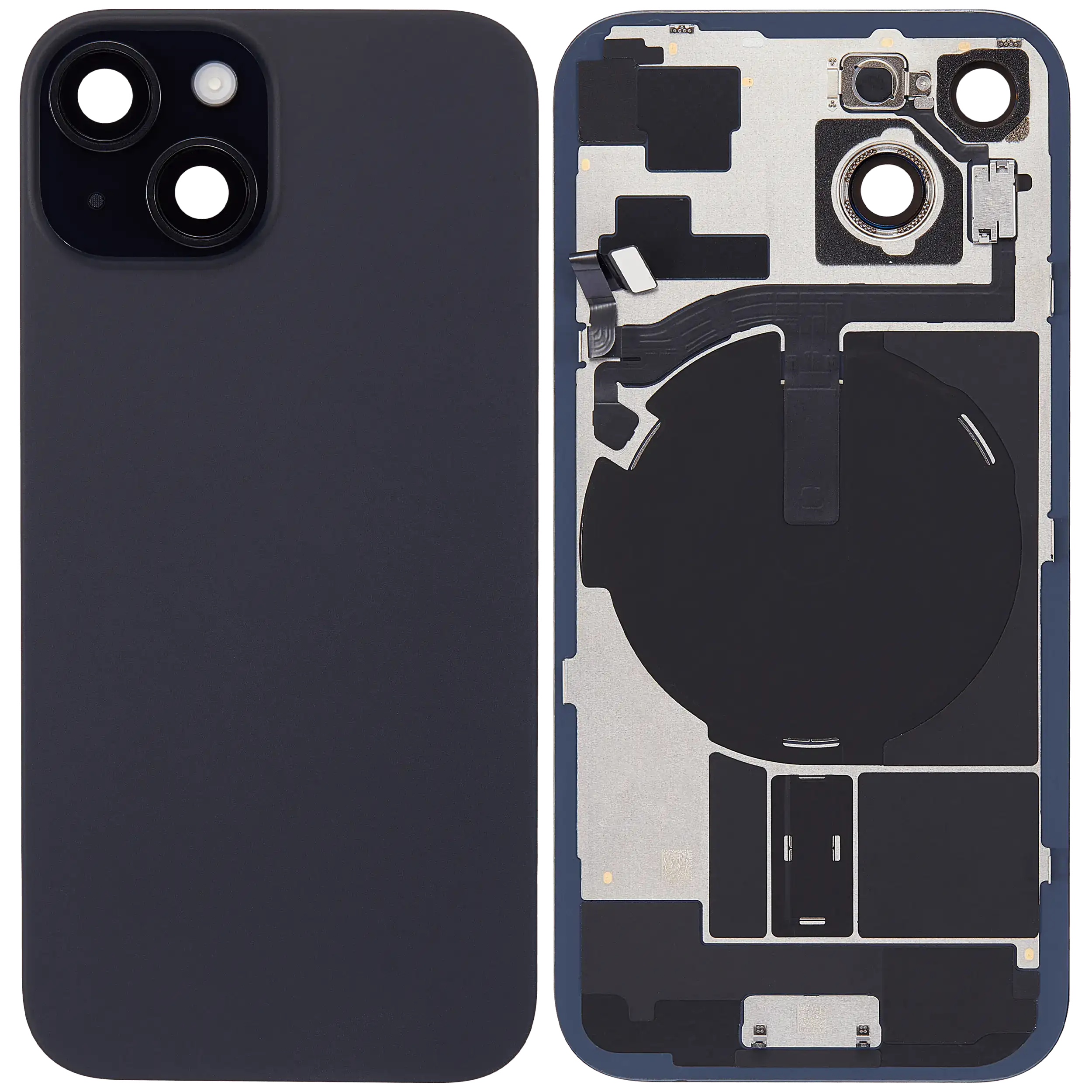 Back cover with MagSafe magnet & NFC & flash flex cable for iPhone 15 (used OEM removal, B quality black)