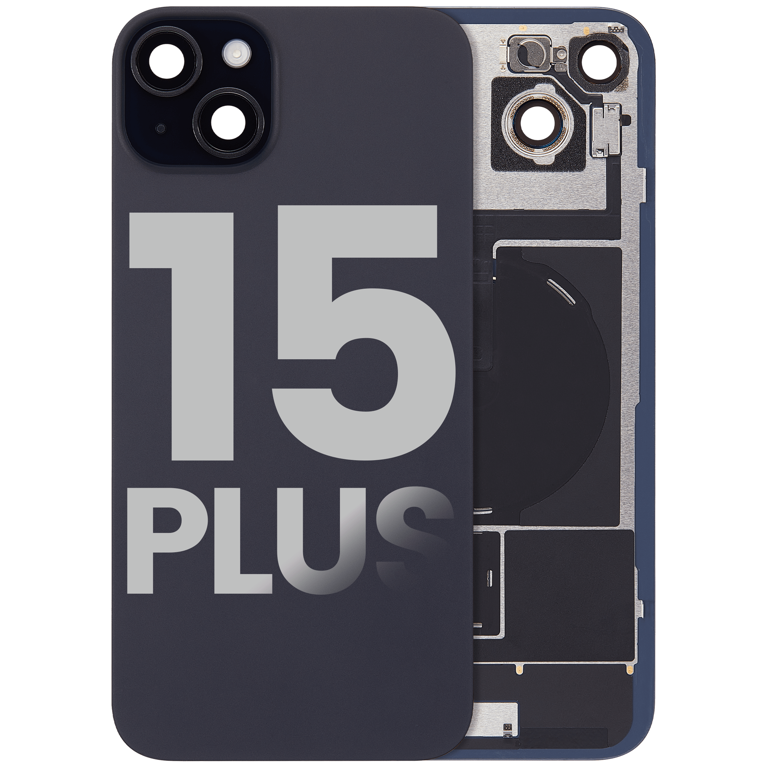 Back Cover with MagSafe, NFC & Flash Flex Cable for iPhone 15 Plus (Grade B, Black)