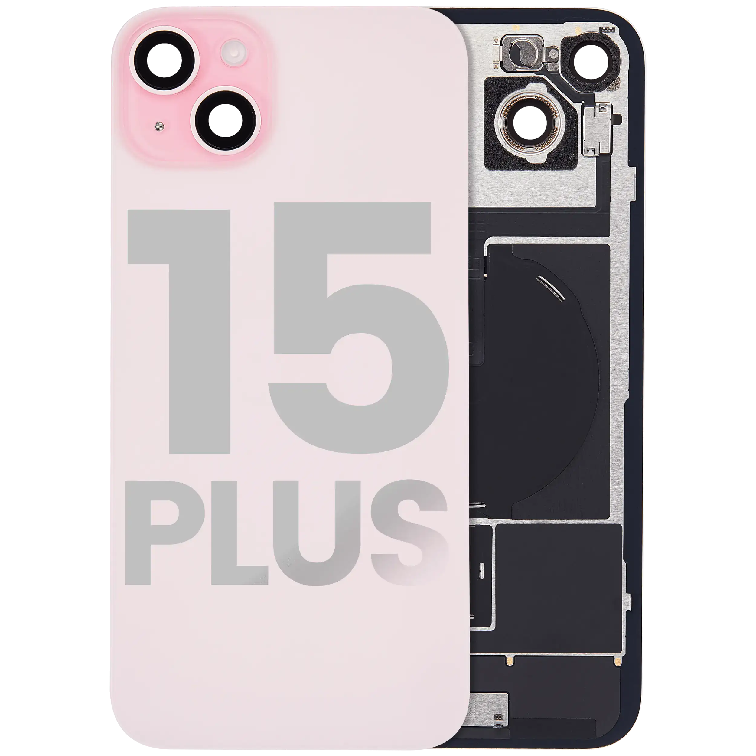 Back Cover with MagSafe Magnet, NFC & Flash Flex Cable for iPhone 15 Plus (Used OEM Disassembly, Quality B) (Pink)