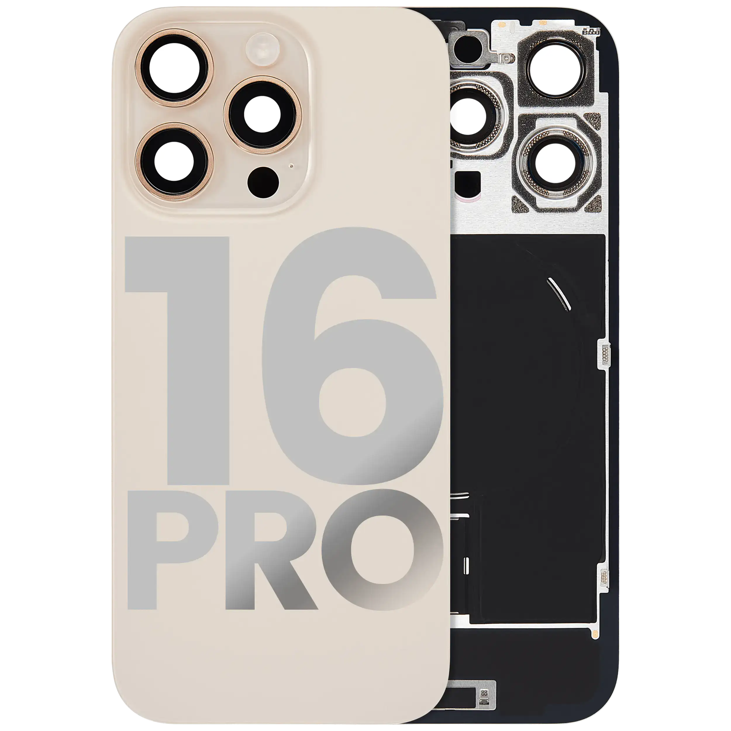 Back Cover with MagSafe Magnet, NFC, and Flash Flex Cable for iPhone 16 Pro (Used OEM Part, Grade C) (Desert Titanium)