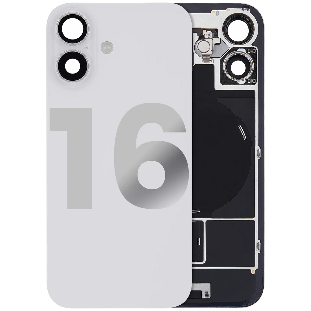 Original Backcover iPhone 16 (Weiß) MagSafe NFC Blitz-Flexkabel Gebraucht C
