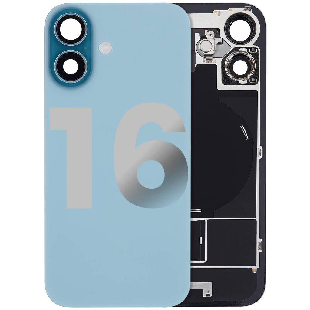 Back Cover with MagSafe Magnet, NFC, and Flash Flex Cable for iPhone 16 (Used OEM Pull, Grade C) (Teal)