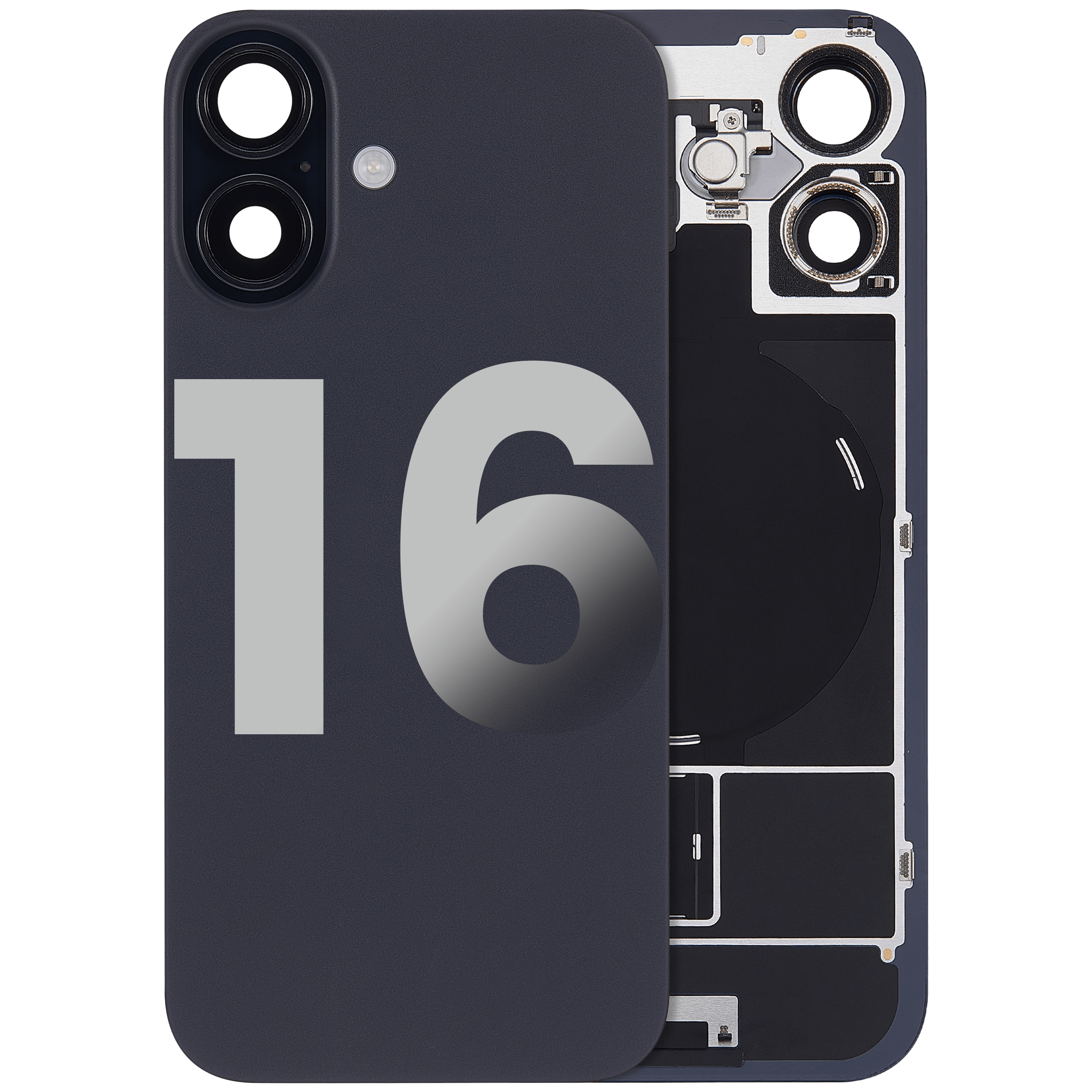 Backcover iPhone 16 Schwarz OEM Pull C mit MagSafe NFC Blitz