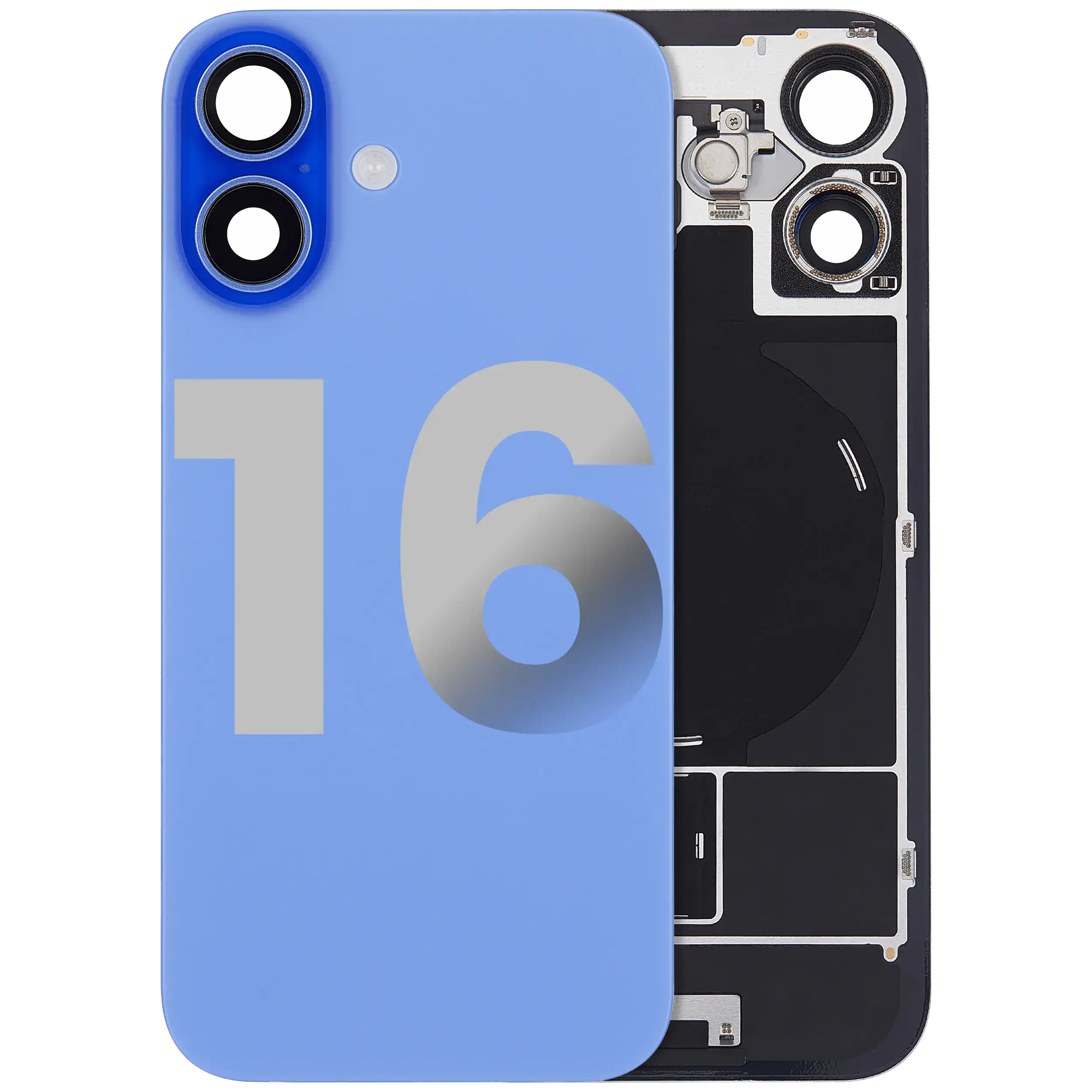 Backcover mit MagSafe, NFC & Blitz-Flexkabel für iPhone 16 (OEM Pull C, Ultramar