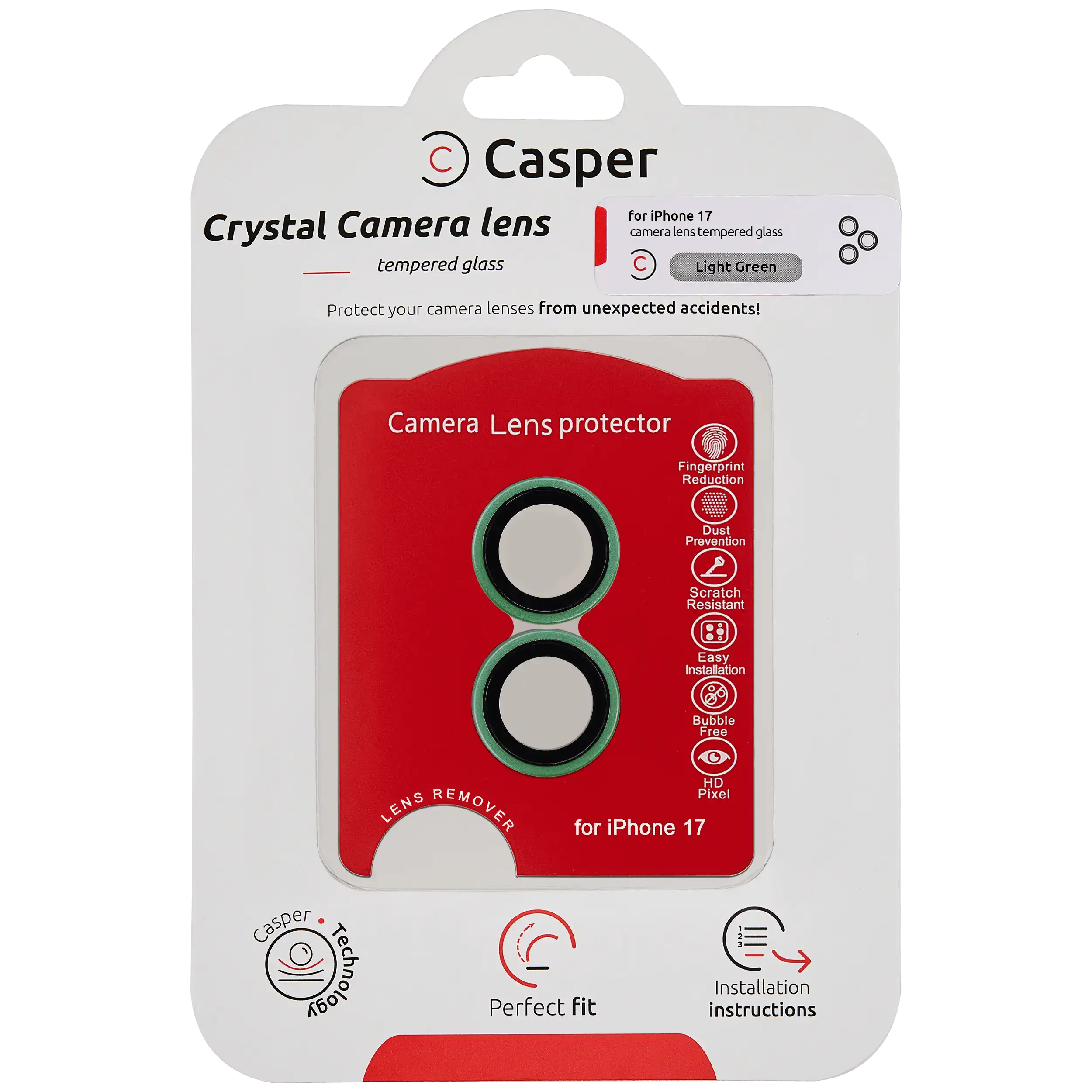 Casper Kameraobjektivschutz für iPhone 17 (Light Green) (Clear)