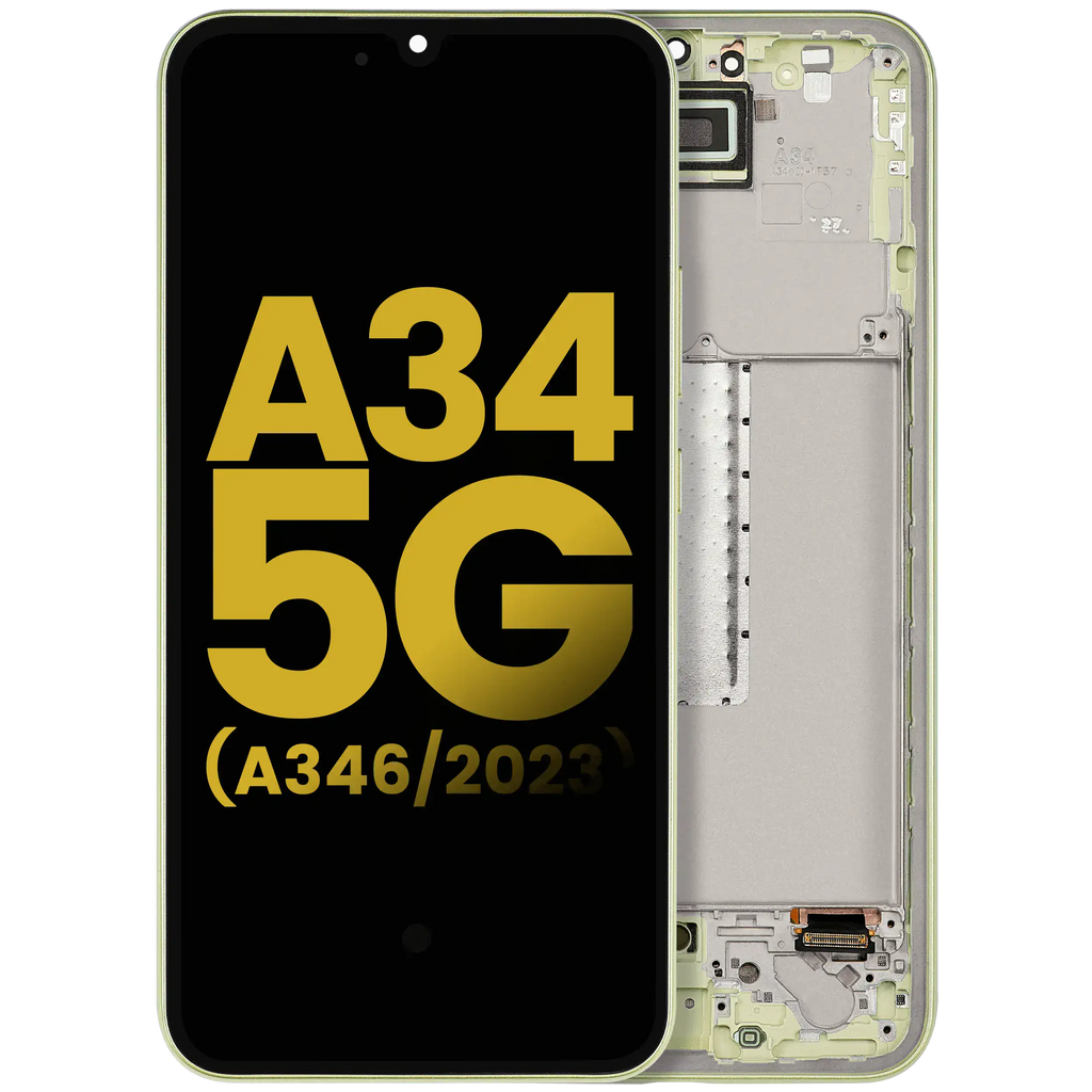 OLED-Display mit Rahmen für Samsung Galaxy A34 5G Refurbished Lime