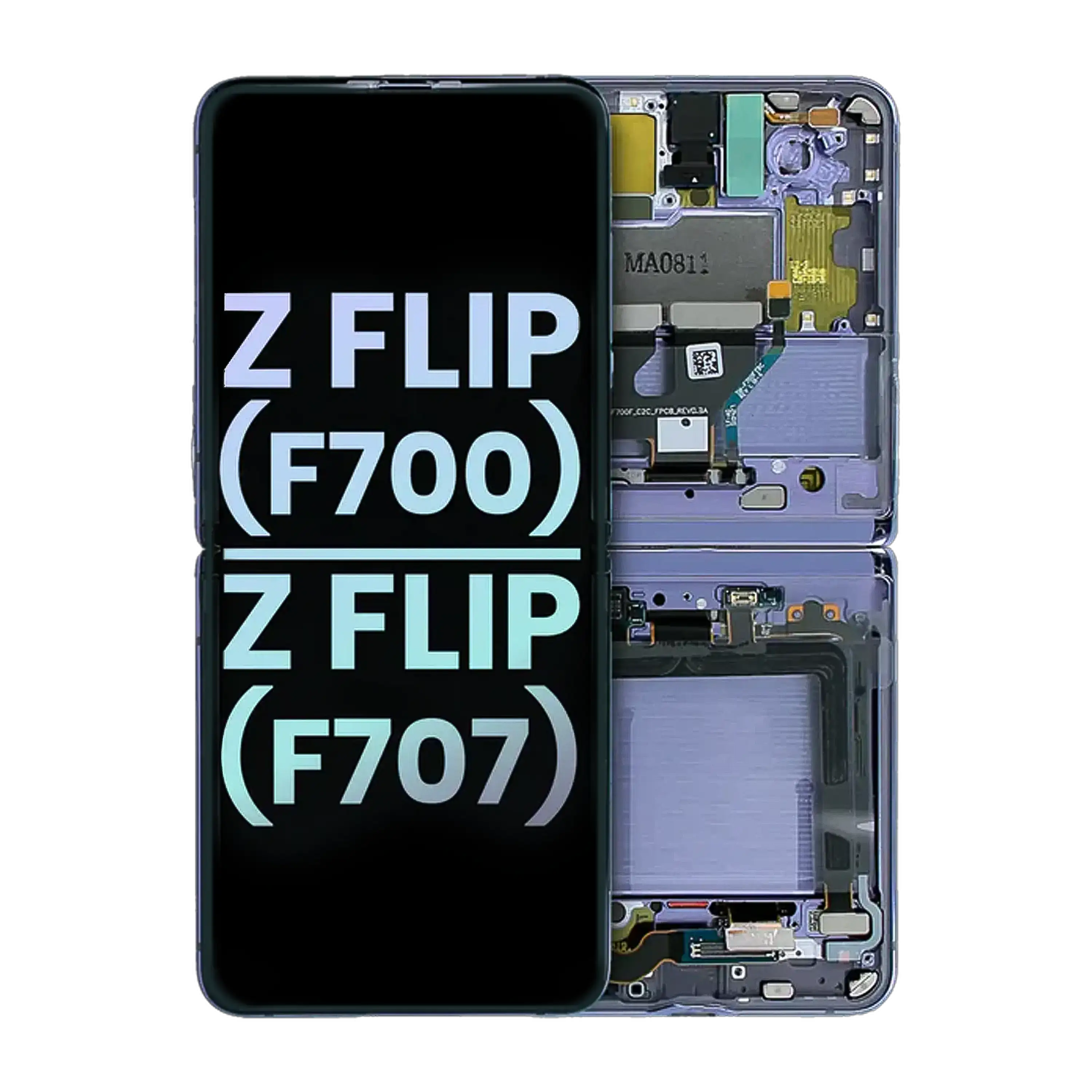 Innen-OLED-Display mit Rahmen für Samsung Galaxy Z Flip 4G, SP, Mirror Purple