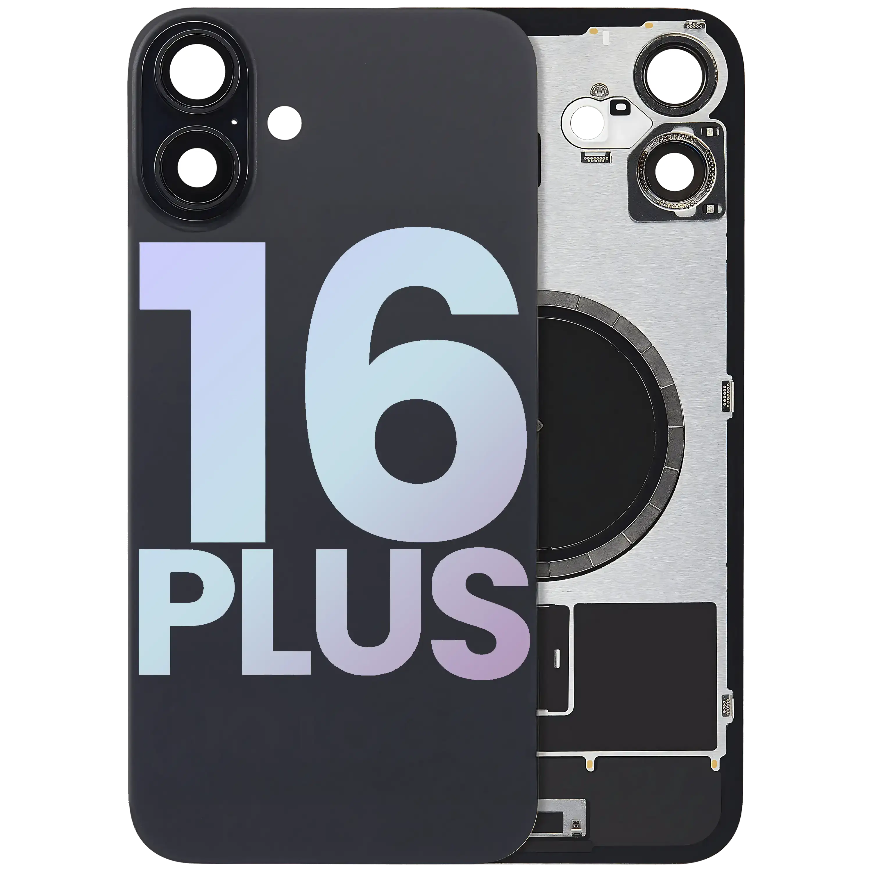 Backcover MagSafe & NFC & Blitz-Flexkabel iPhone 16 Plus Service Pack Schwarz