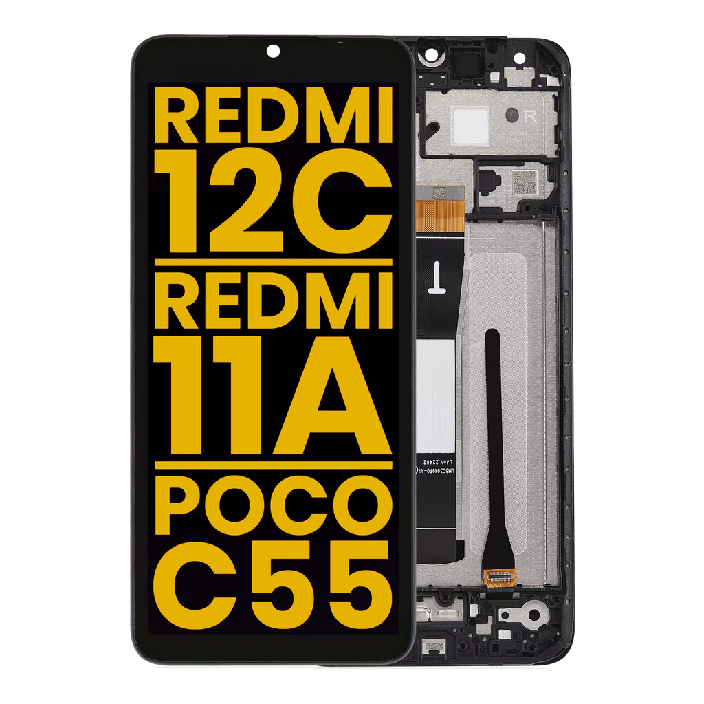 LCD-Display mit Rahmen für Xiaomi Redmi 12C/11A/Poco C55 refurbished alle Farben