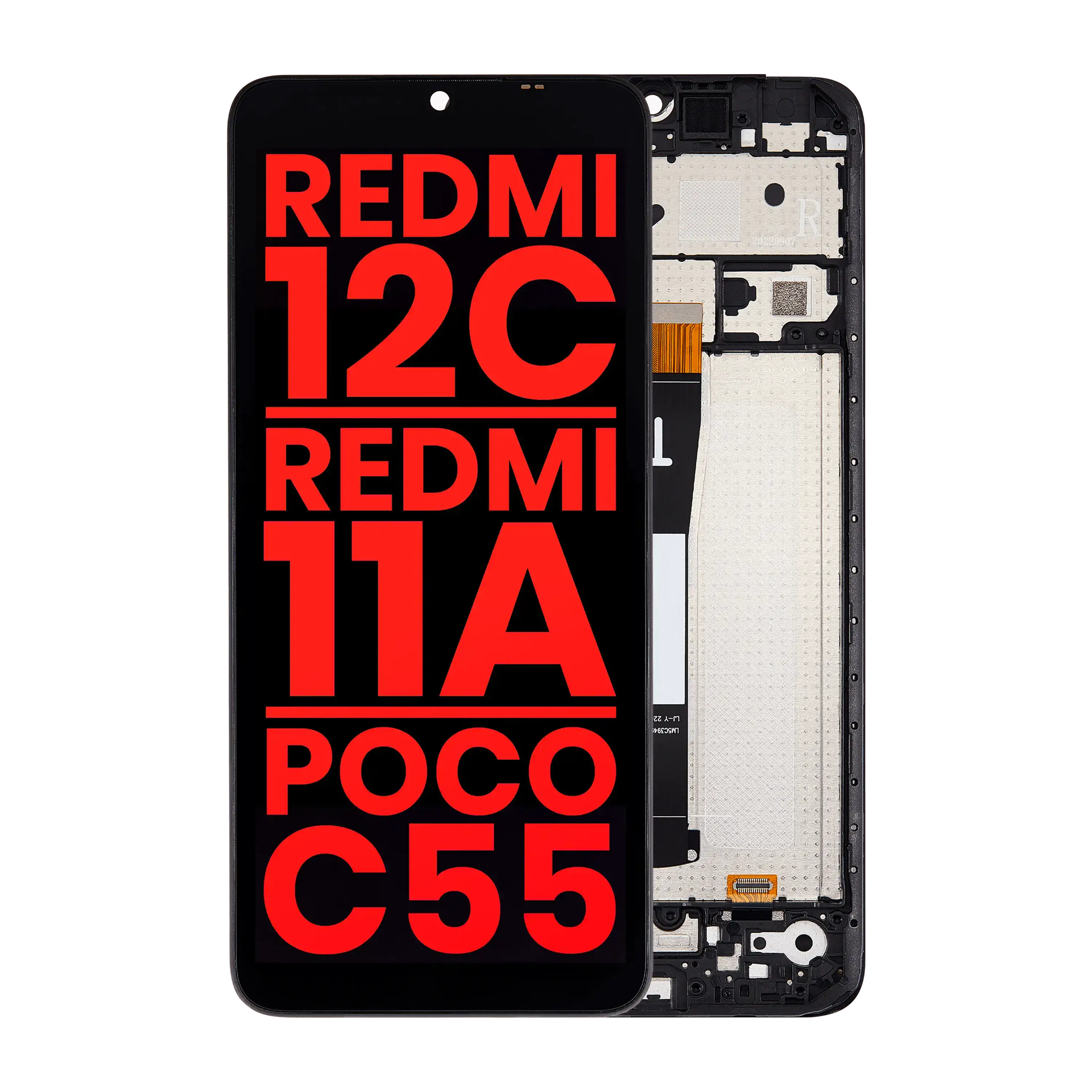 LCD-Display mit Rahmen für Xiaomi Redmi 12C/11A/Poco C55 (Aftermarket+)