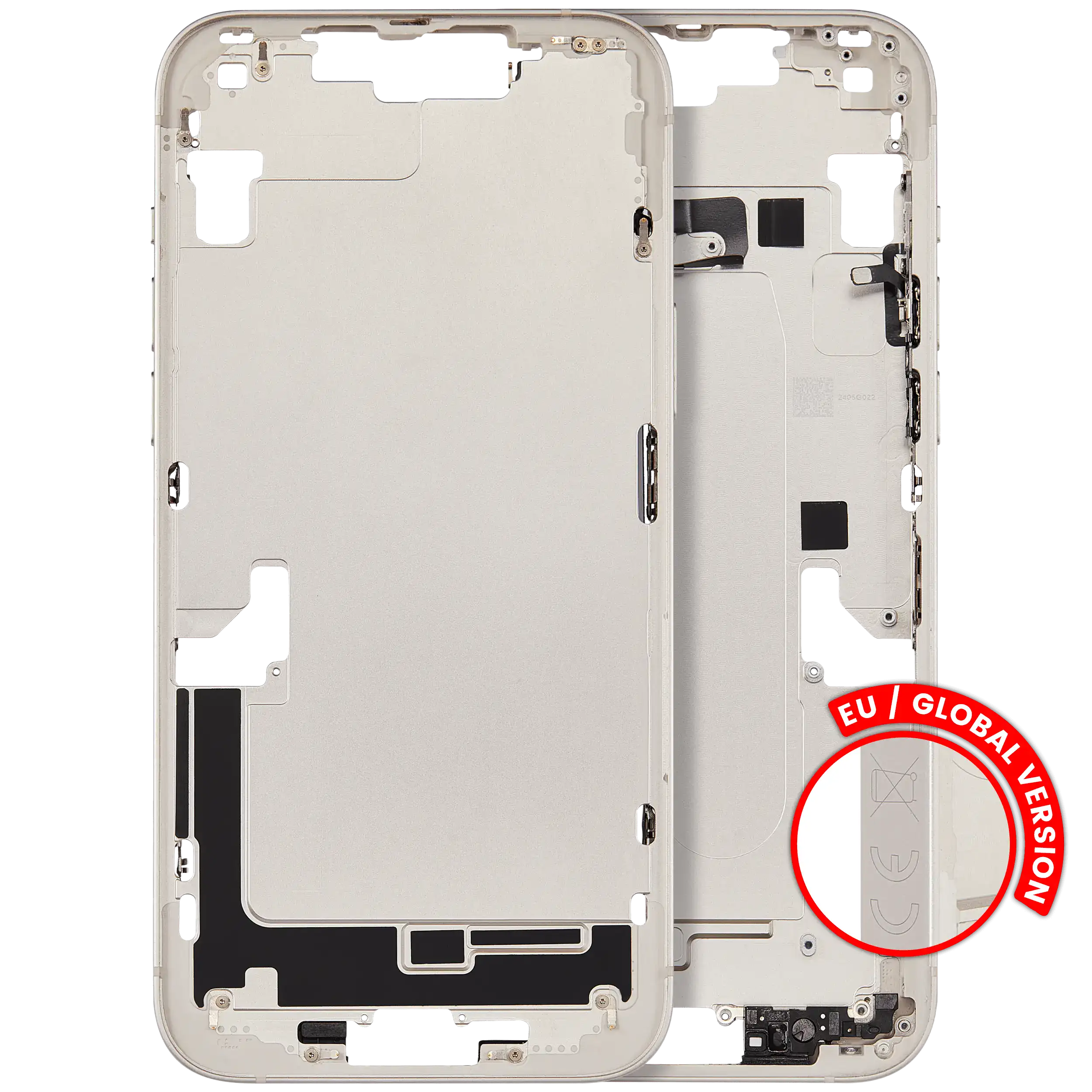Midframe/Frame with Charging Port Flex and Small Parts for iPhone 14 Plus (EU/Global Version) (used OEM removal, C quality) (Starlight)