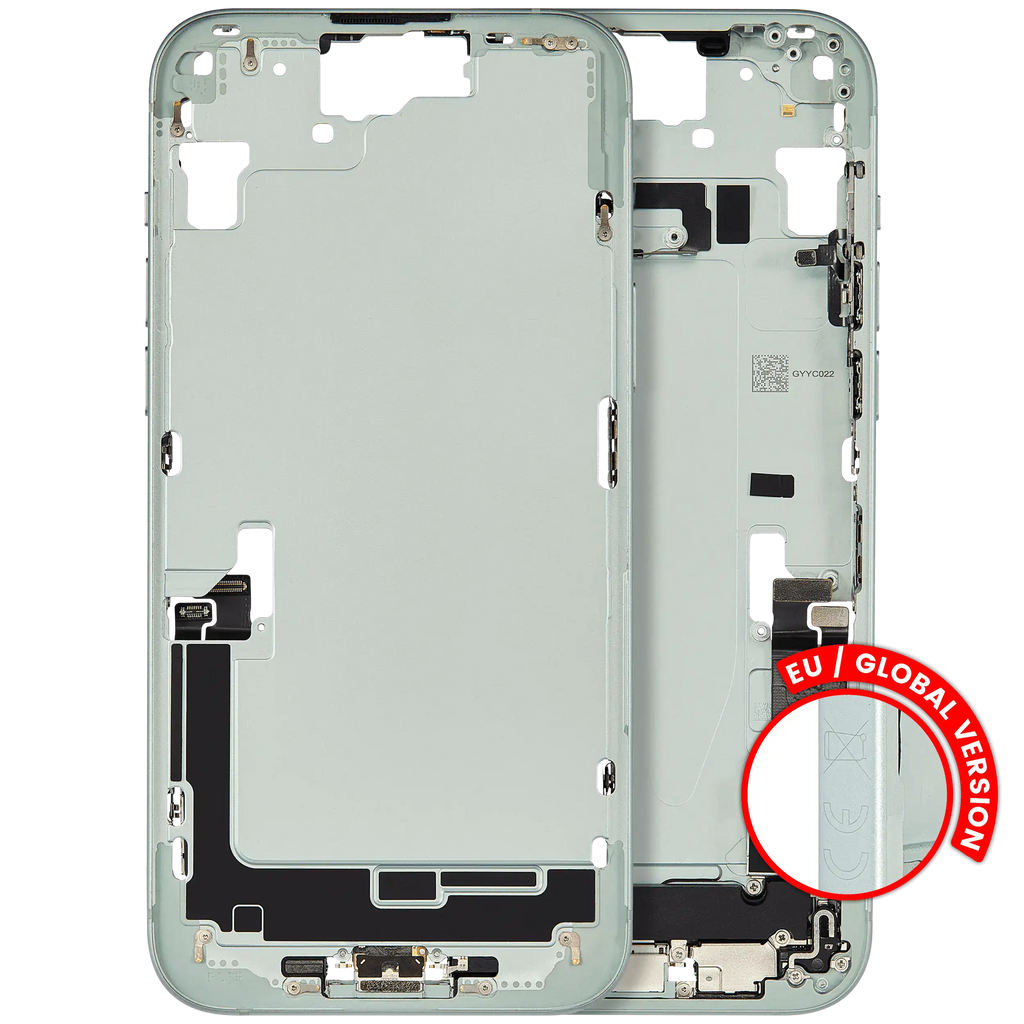 Midframe/Frame with Charging Port Flex and Small Components for iPhone 15 Plus (EU/Global Version) (Used OEM Part, Grade B) Green