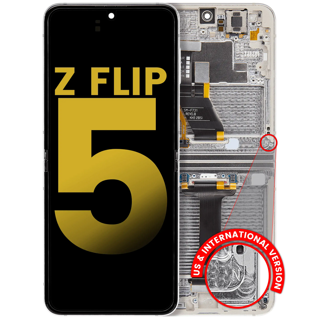 OLED-Display mit Rahmen Samsung Galaxy Z Flip5 5G Refurbished Cream