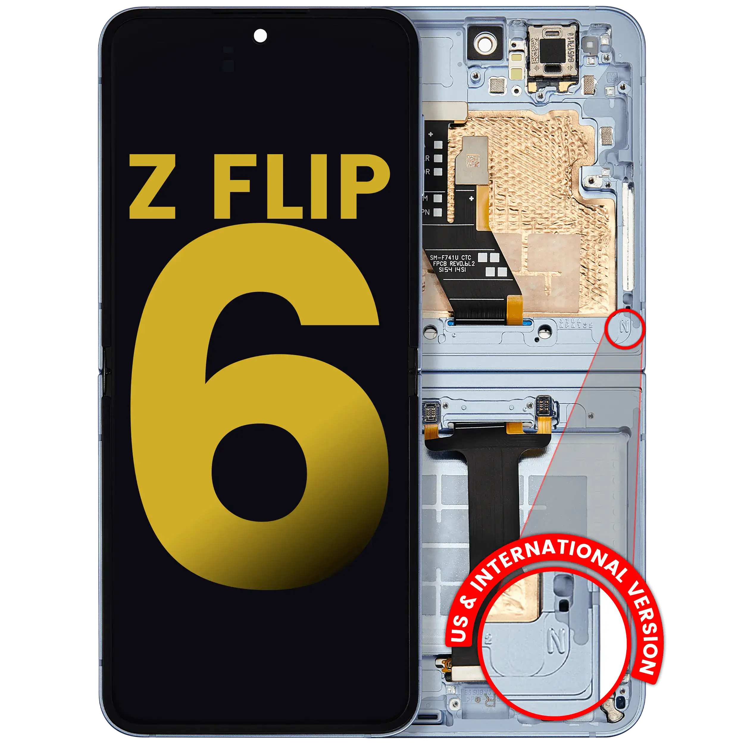 Innen OLED-Display mit Rahmen Samsung Z Flip 6 Refurb. Blau