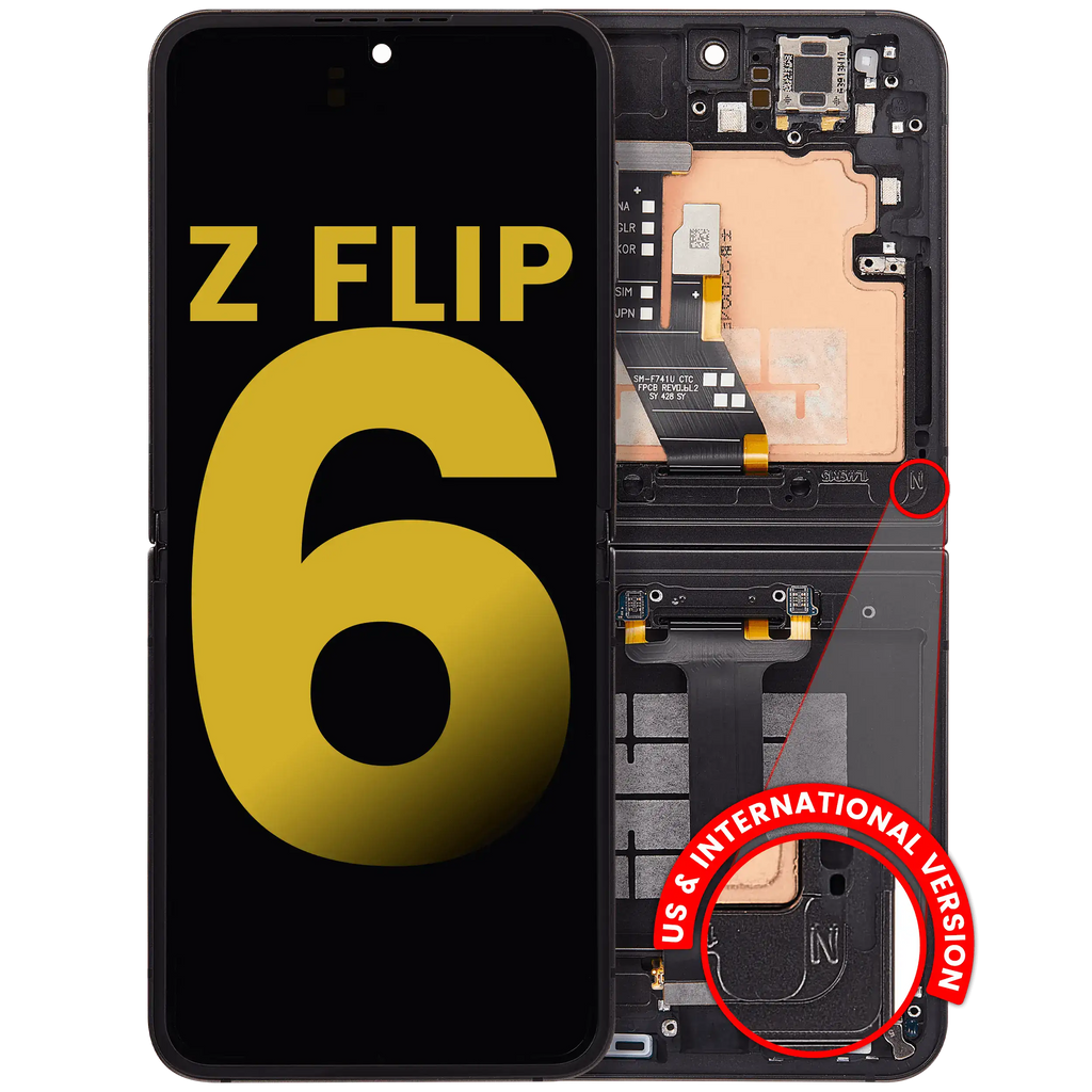 Inneres OLED-Display mit Rahmen f. Samsung Z Flip 6 Refurbished Schwarz