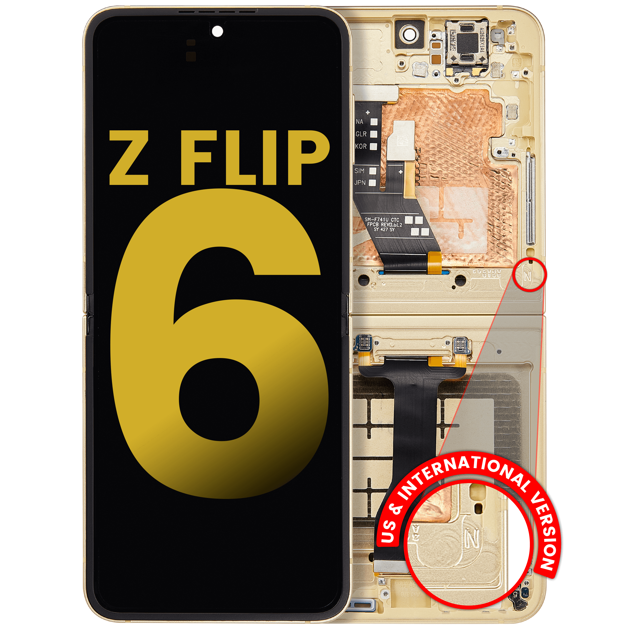 Innen OLED-Display mit Rahmen Samsung Galaxy Z Flip 6 Refurbished Gelb