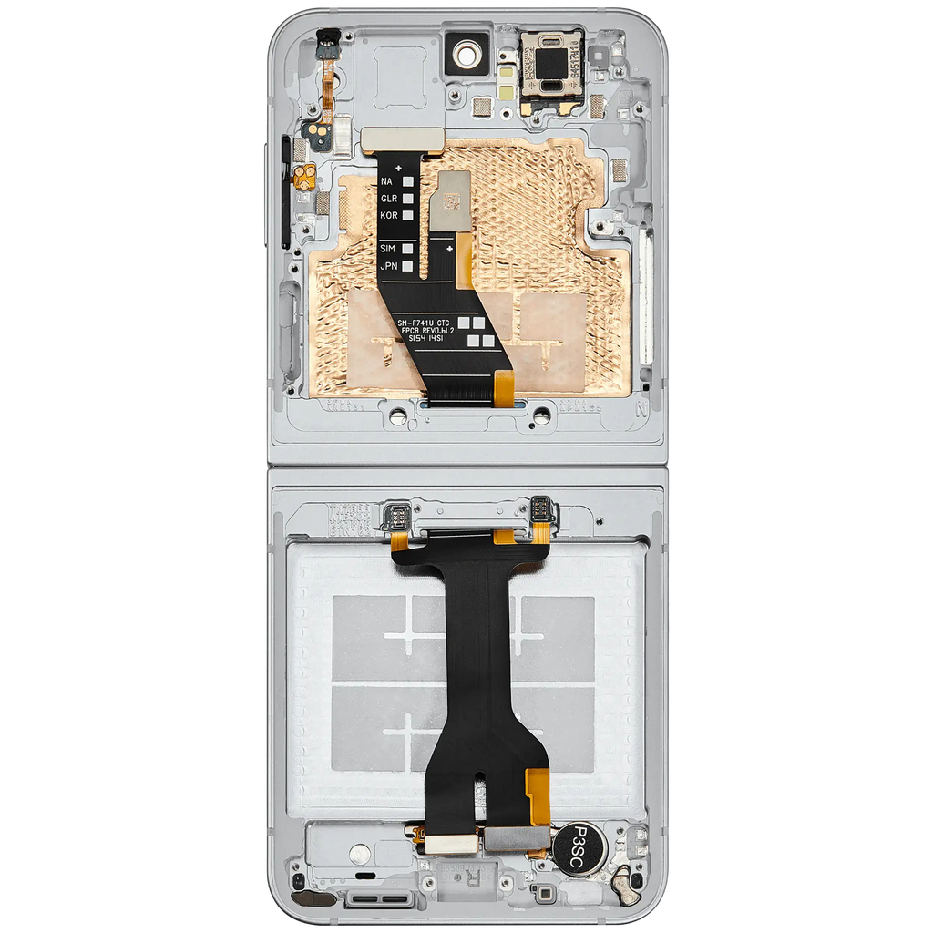 Inner OLED-Display mit Rahmen Compatible für Samsung Galaxy Z Flip 6 (F741) (US & International) (Refurbished) (Weiß)