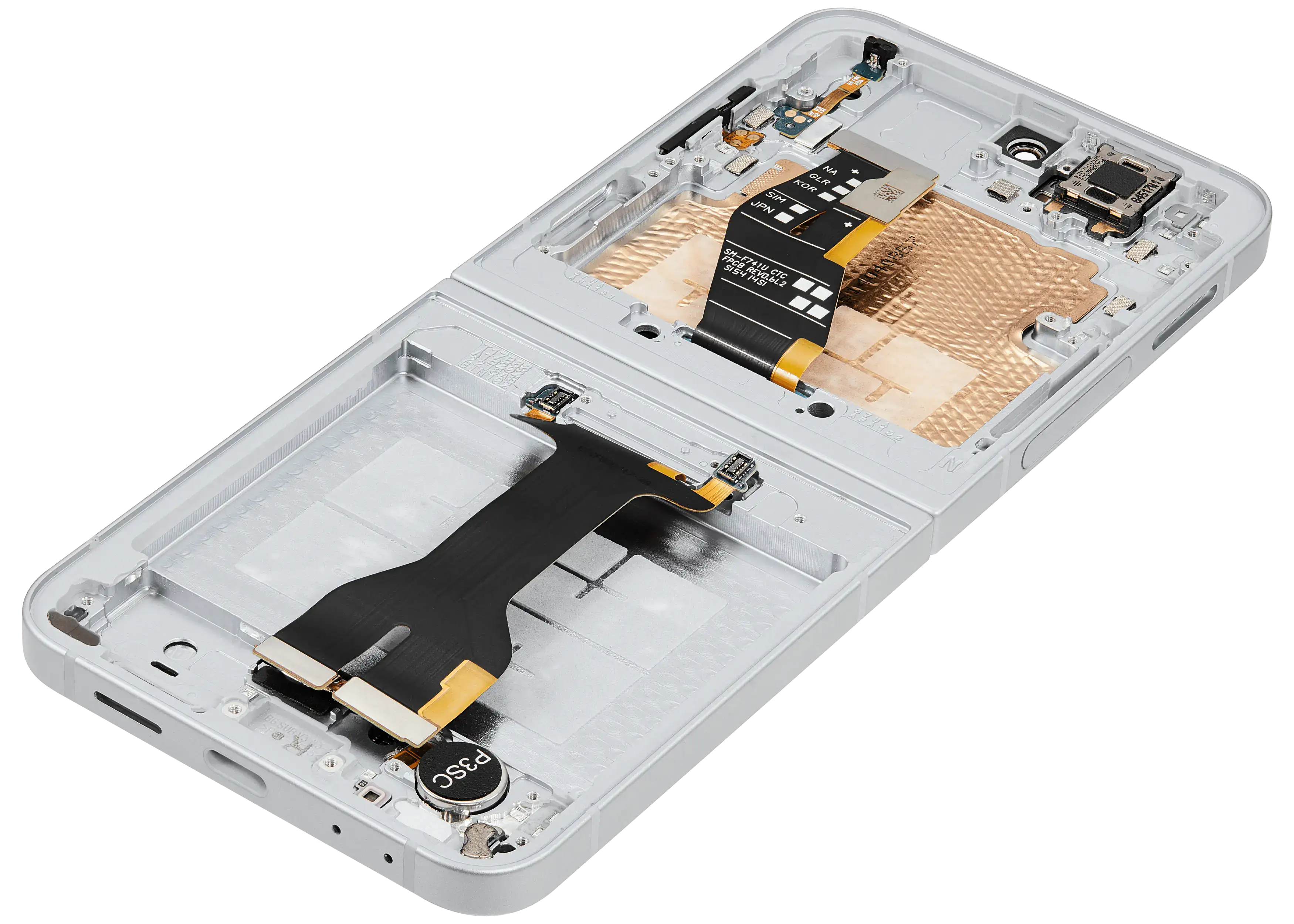 Inner OLED-Display mit Rahmen Compatible für Samsung Galaxy Z Flip 6 (F741) (US & International) (Refurbished) (Weiß)