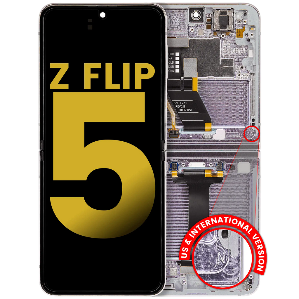 Internal OLED Assembly with Frame for Samsung Galaxy Z Flip 5 5G (US & International) (Refurbished) (Lavender)