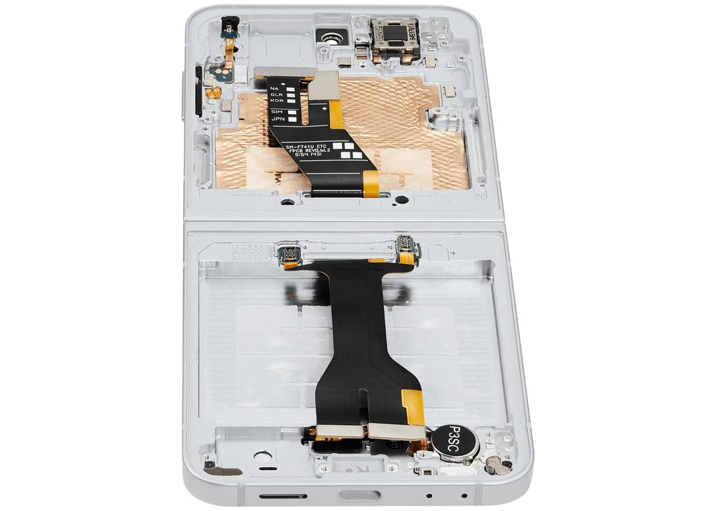 Inner OLED-Display mit Rahmen Compatible für Samsung Galaxy Z Flip 6 5G (F741) (US & International) (Aftermarket) (Weiß)