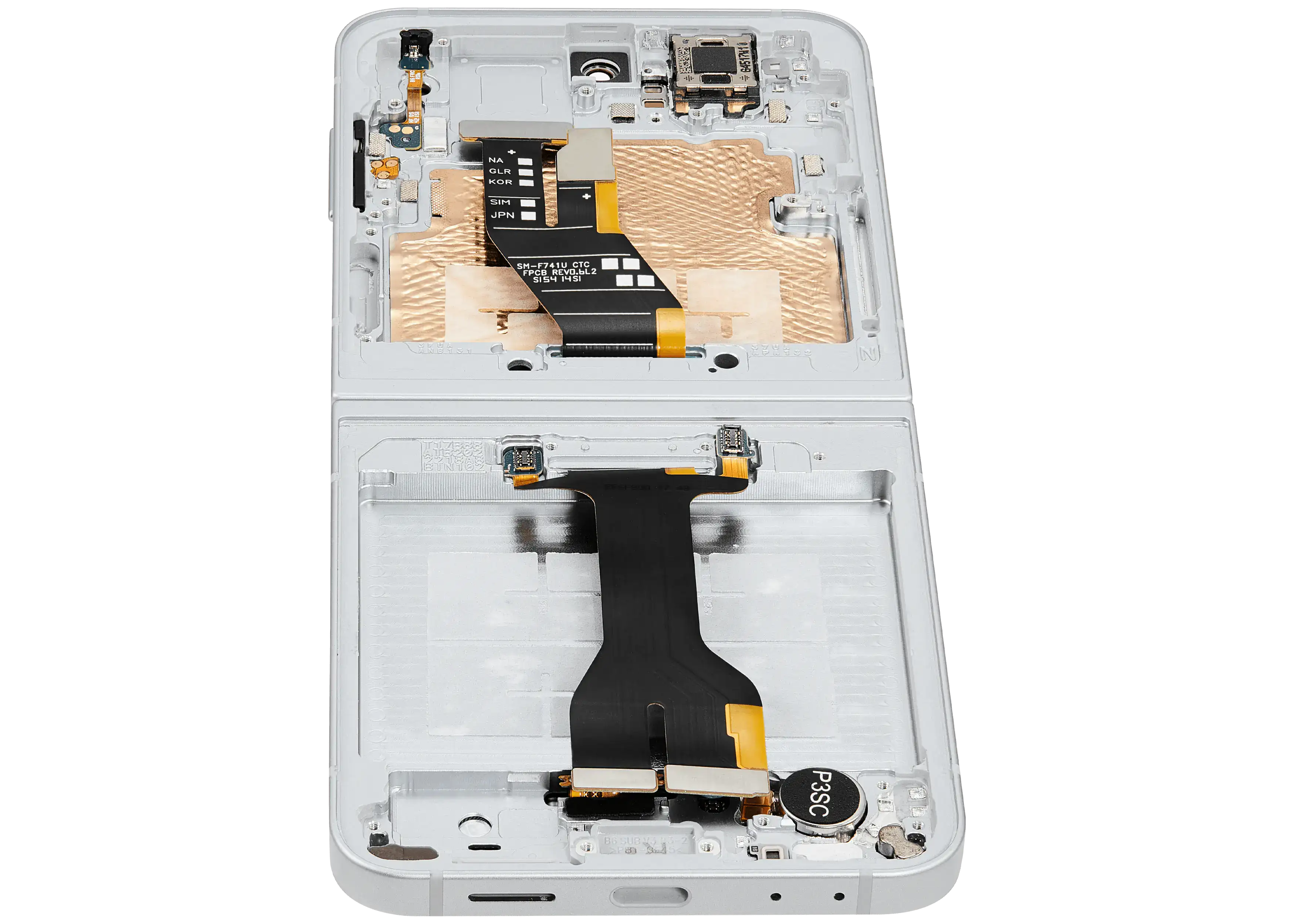 Inner OLED-Display mit Rahmen Compatible für Samsung Galaxy Z Flip 6 5G (F741) (US & International) (Aftermarket) (Weiß)