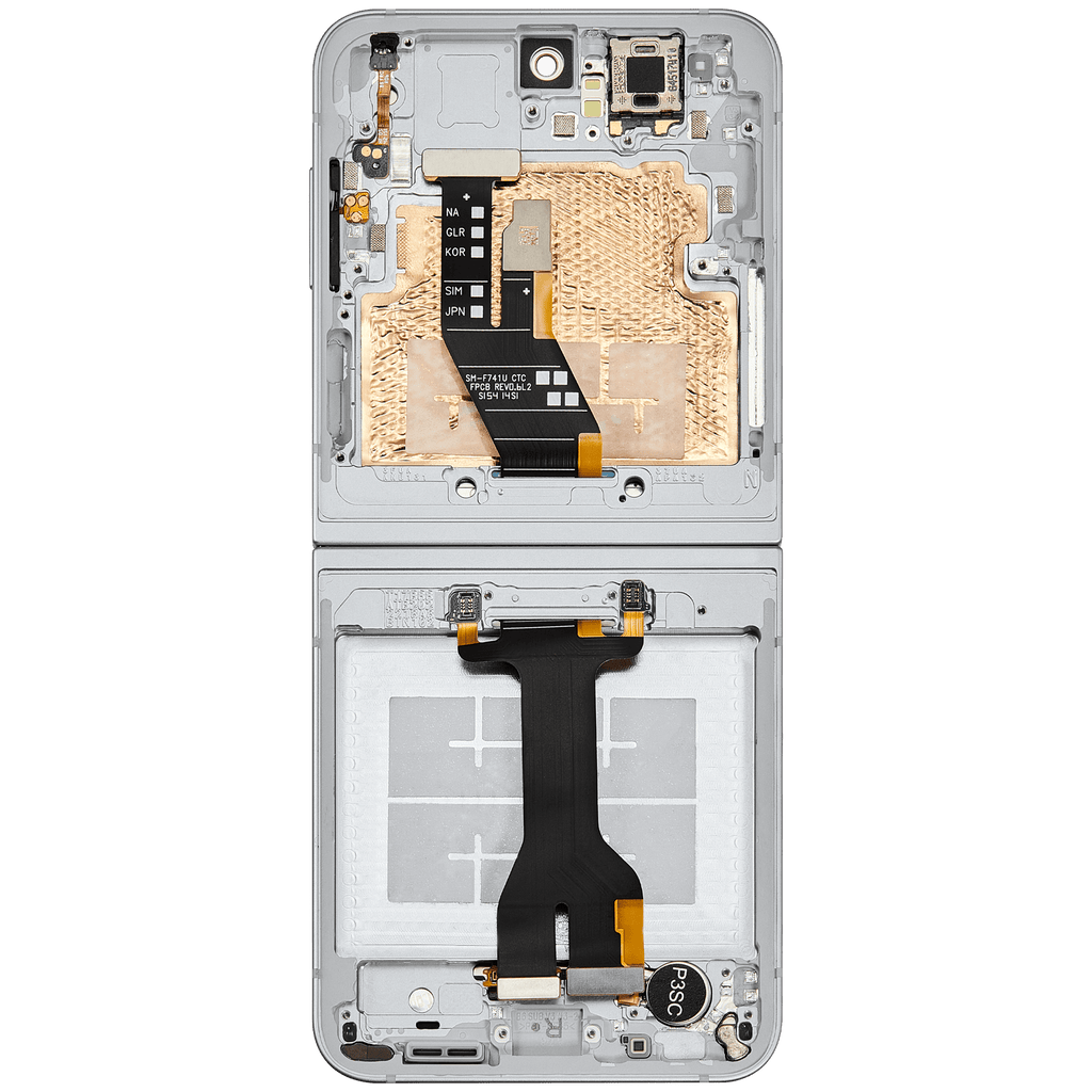 Inner OLED-Display mit Rahmen Compatible für Samsung Galaxy Z Flip 6 5G (F741) (US & International) (Aftermarket Plus) (Weiß)