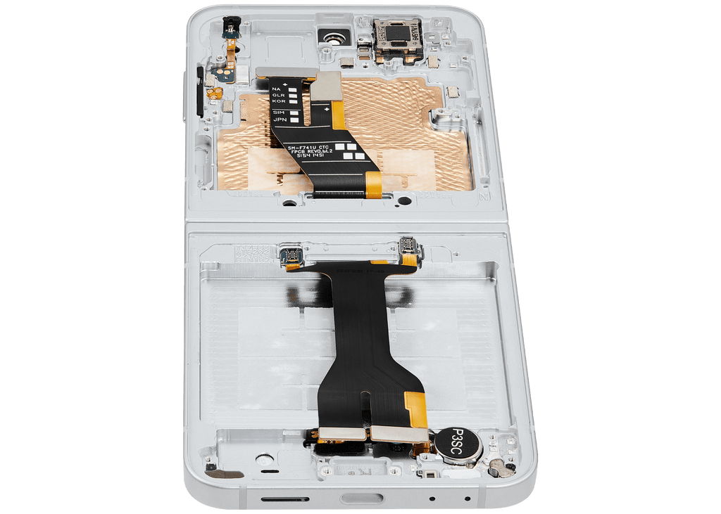 Inner OLED-Display mit Rahmen Compatible für Samsung Galaxy Z Flip 6 5G (F741) (US & International) (Aftermarket Plus) (Weiß)