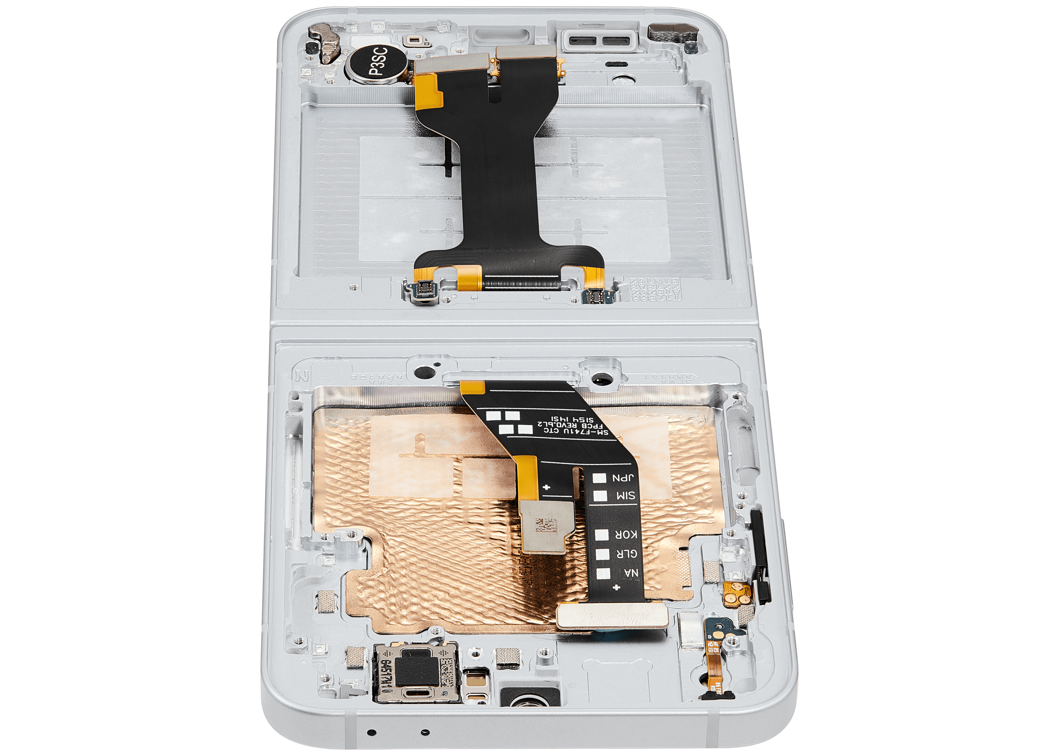 Inner OLED-Display mit Rahmen Compatible für Samsung Galaxy Z Flip 6 5G (F741) (US & International) (Aftermarket Plus) (Weiß)
