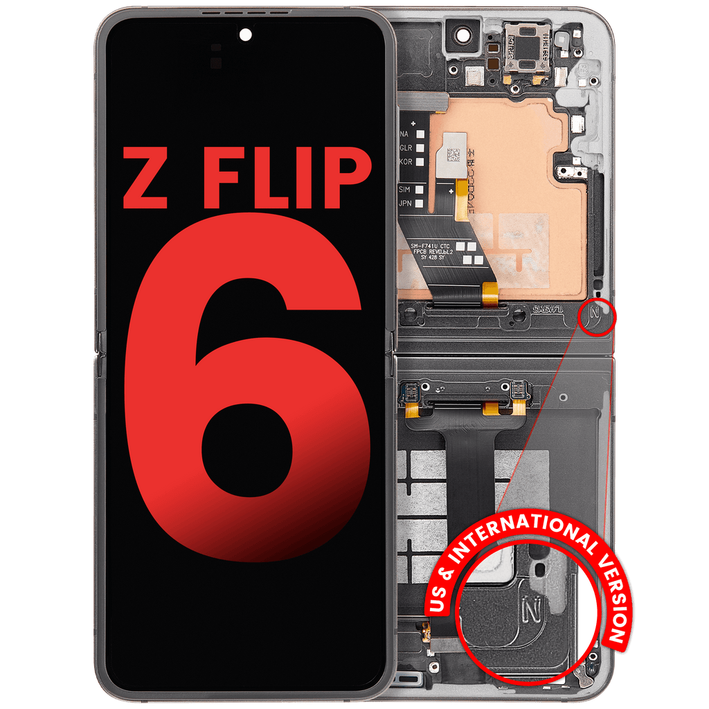 Samsung Galaxy Z Flip 6 5G Innen-OLED mit Rahmen Aftermarket Plus Silver Shadow