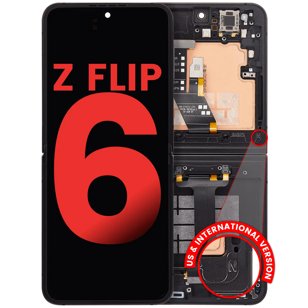 Innen-OLED mit Rahmen f. Samsung Galaxy Z Flip 6 5G Schwarz Aftermarket+