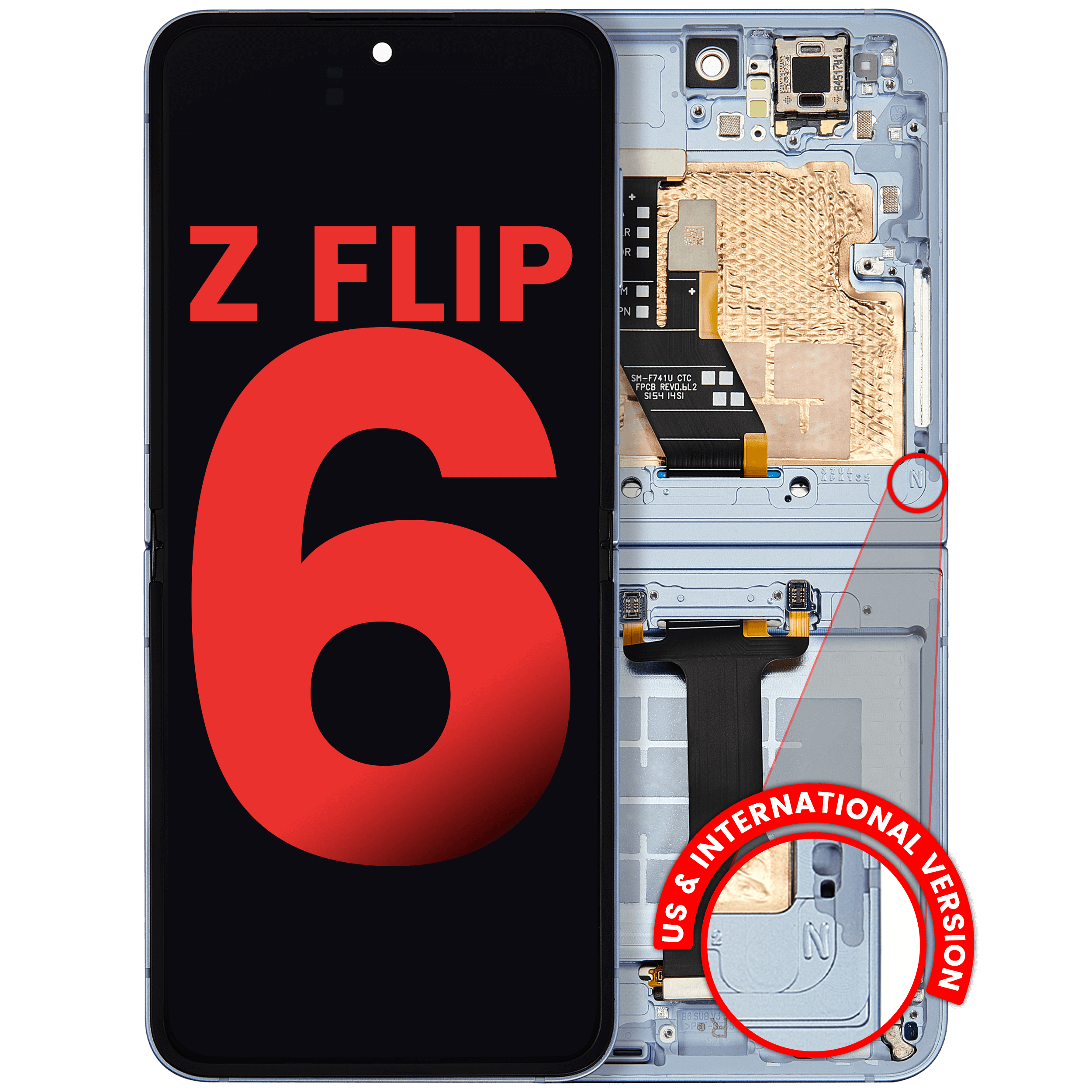 OLED-Display mit Rahmen Samsung Galaxy Z Flip 6 5G Blau Aftermarket+