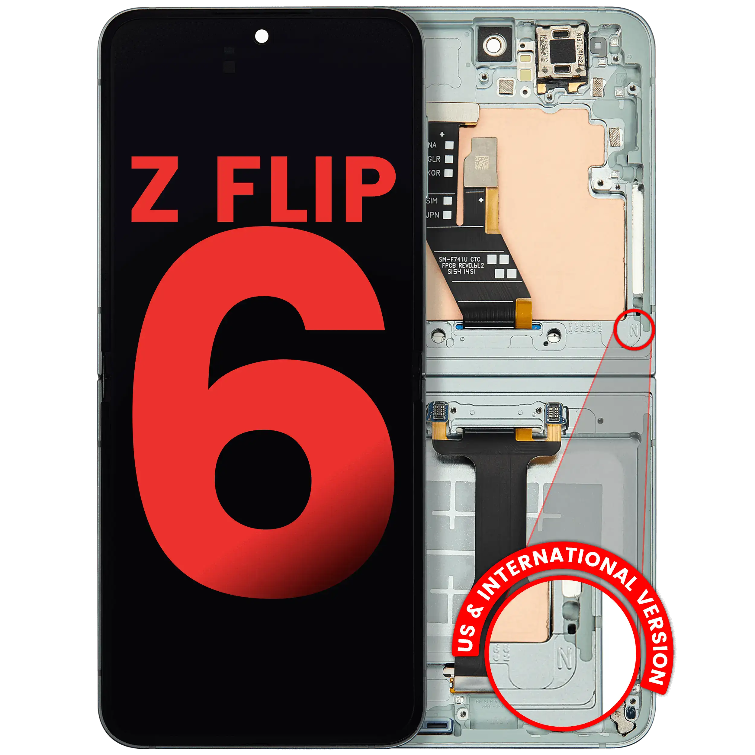 Innen-OLED-Display m. Rahmen f. Samsung Galaxy Z Flip6 5G Aftermarket Plus Mint