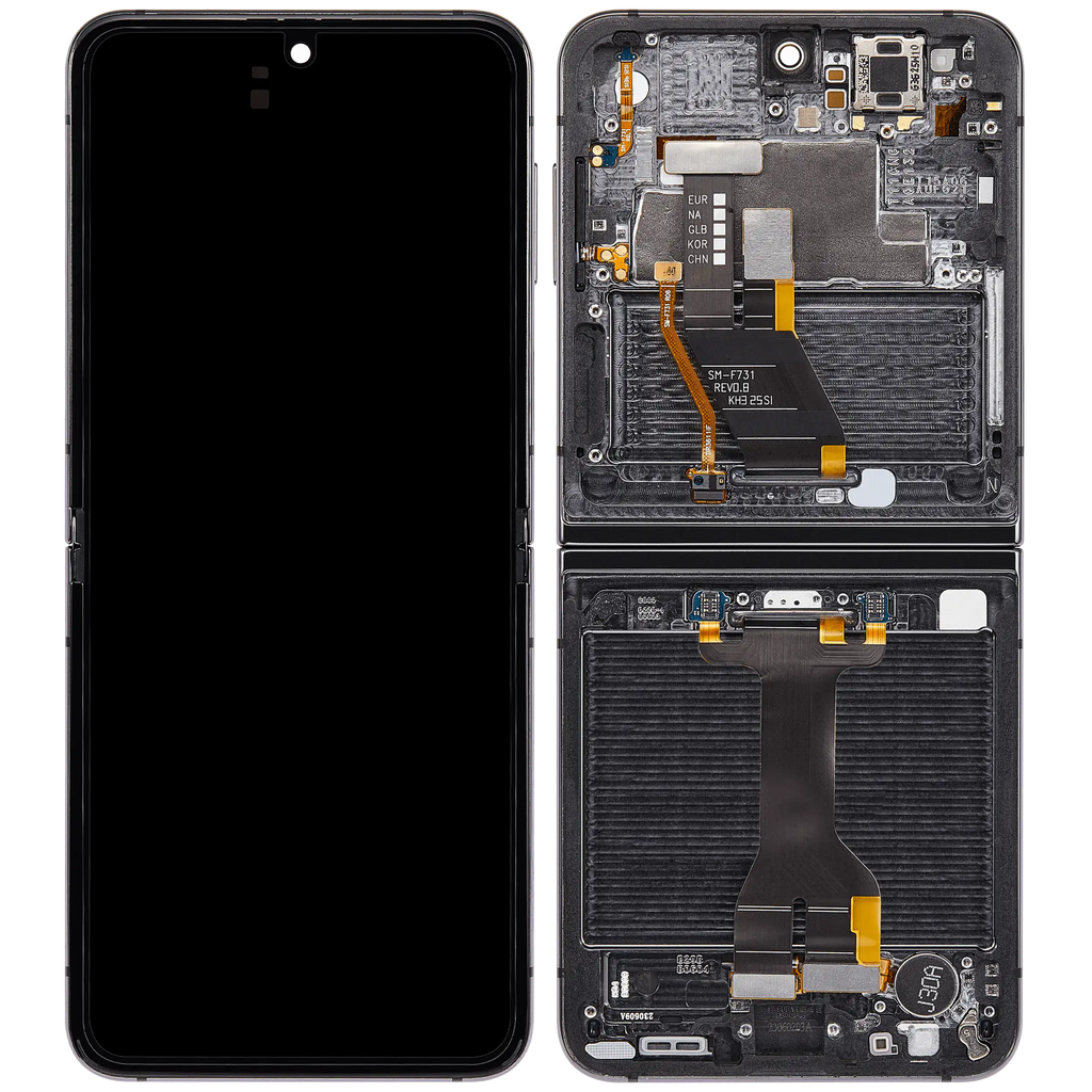 Inner OLED-Display mit Rahmen Compatible für Samsung Galaxy Z Flip 5 5G (F731) (US & International) (Aftermarket Plus) (Grau)